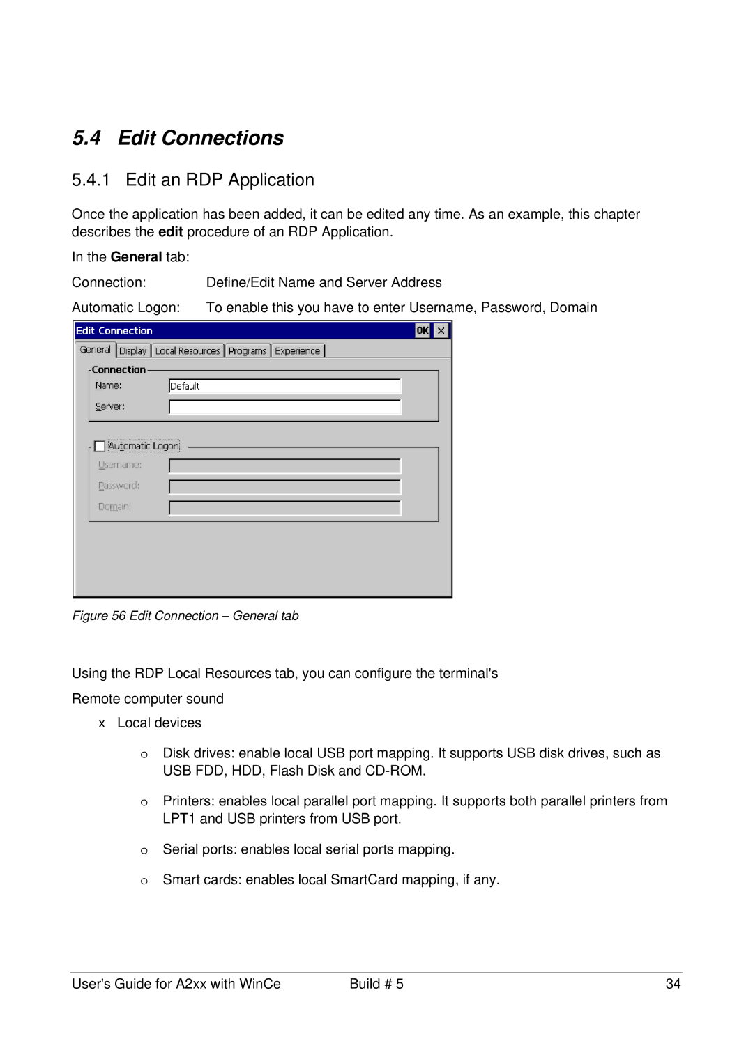 Microsoft A2xx manual Edit Connections, Edit an RDP Application 