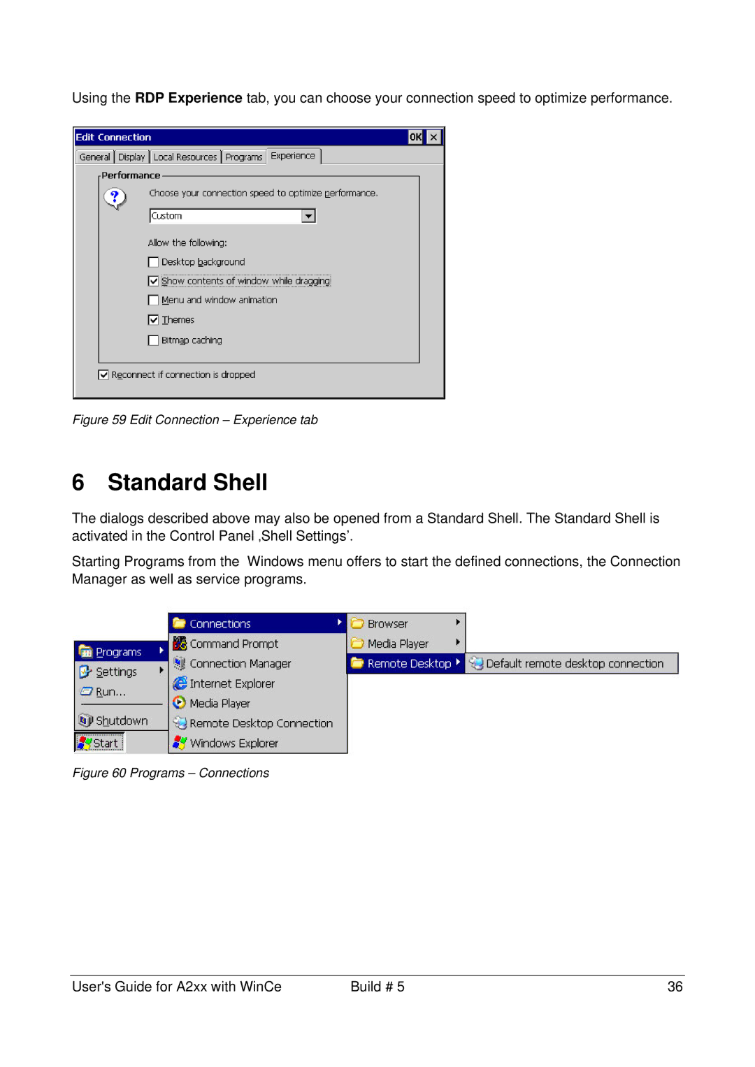 Microsoft A2xx manual Standard Shell, Edit Connection Experience tab 