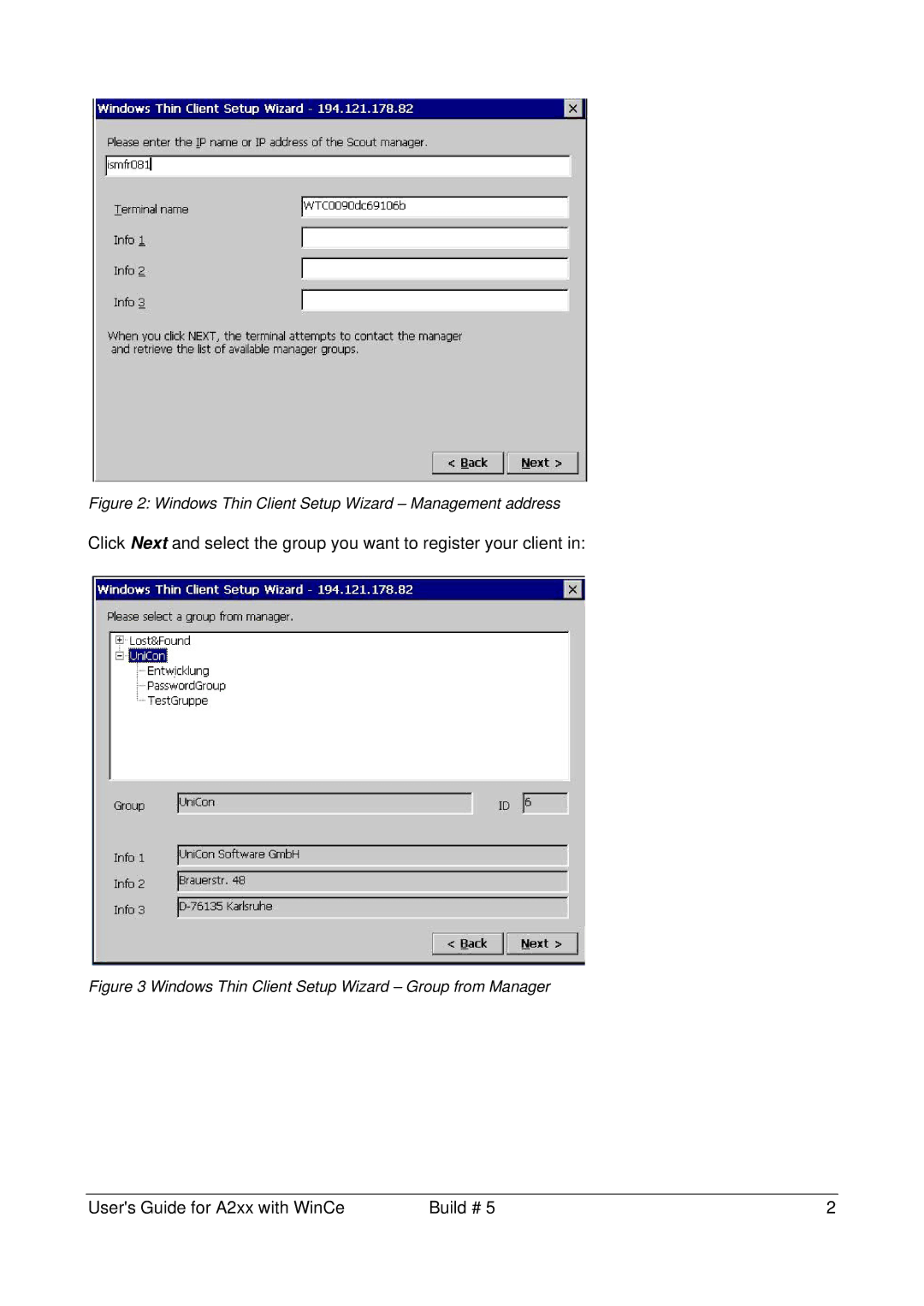 Microsoft A2xx manual Windows Thin Client Setup Wizard Management address 