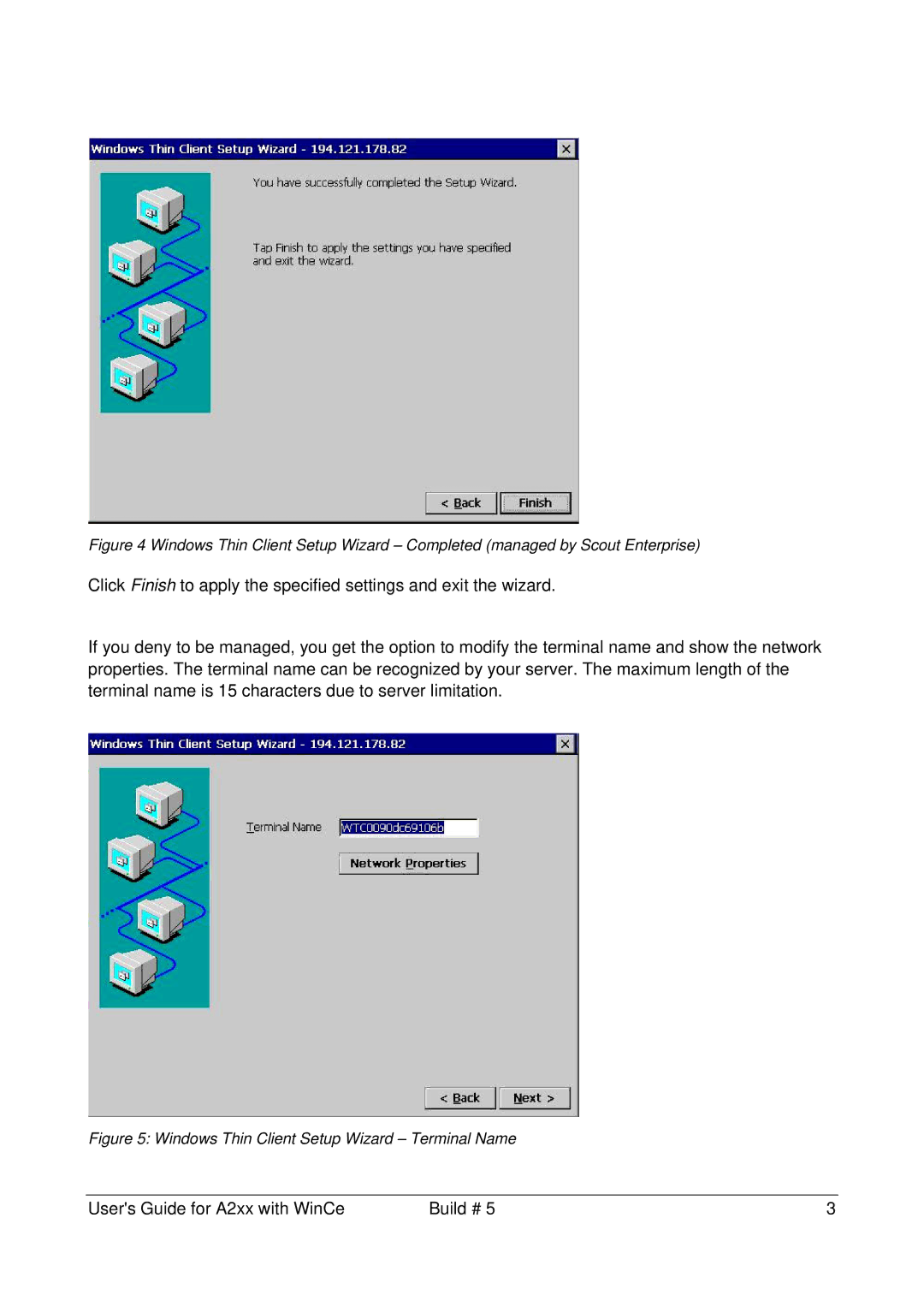 Microsoft A2xx manual Windows Thin Client Setup Wizard Terminal Name 