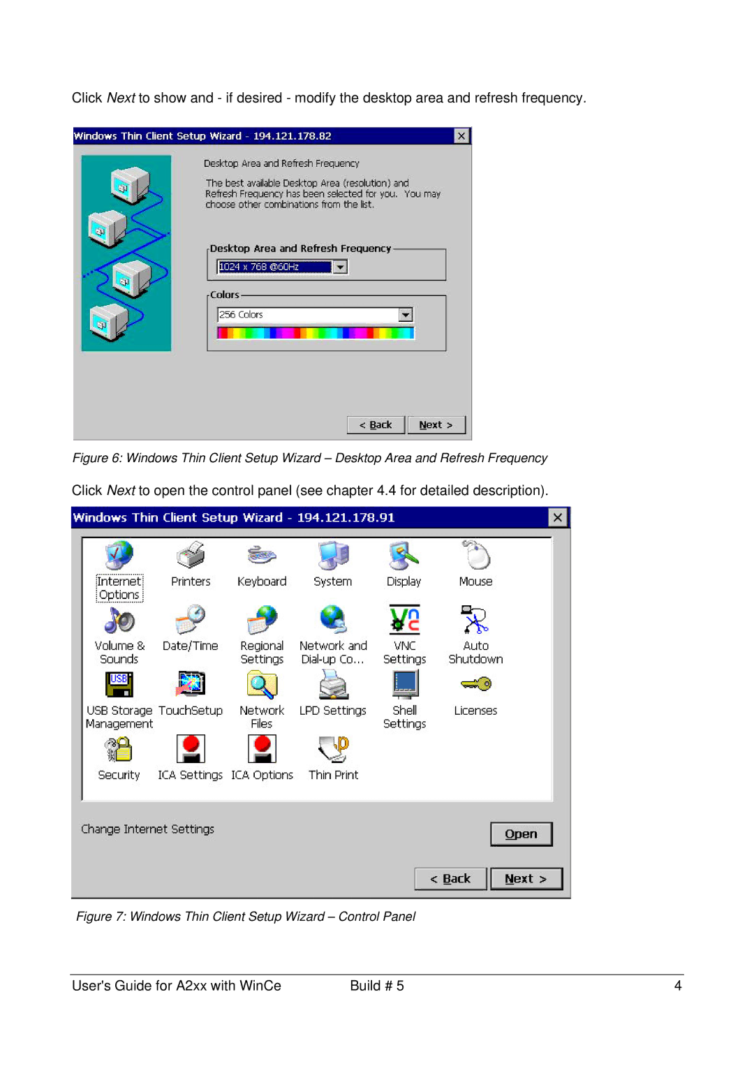 Microsoft A2xx manual Windows Thin Client Setup Wizard Control Panel 