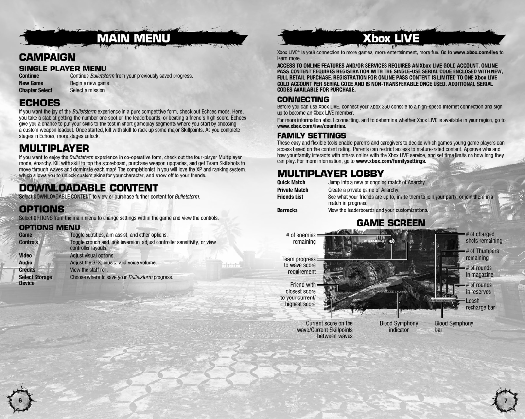 Microsoft B003H0CC2O manual CamPaign, EcHoes, DoWnloadaBle content, OPtions, MultiPlayer loBBy 