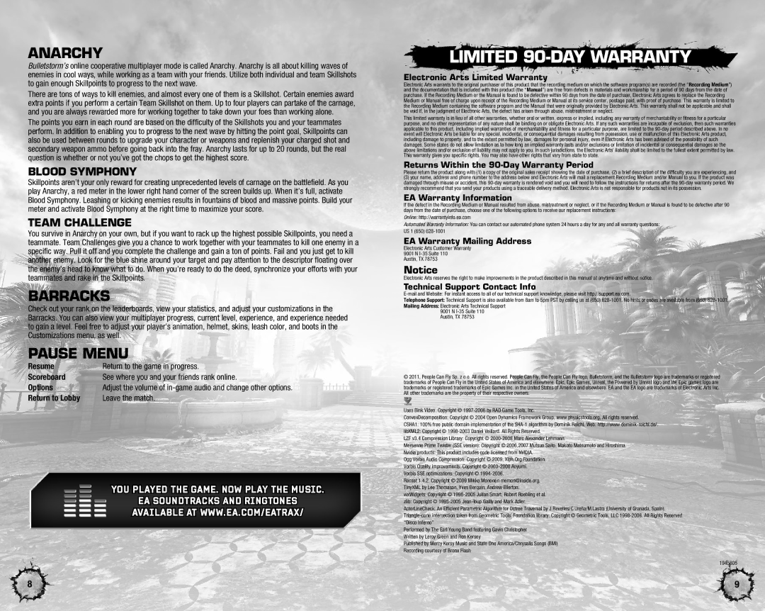 Microsoft B003H0CC2O manual AnarcHy, Barracks, Pause menu, Blood symPHony, Team cHallenge 