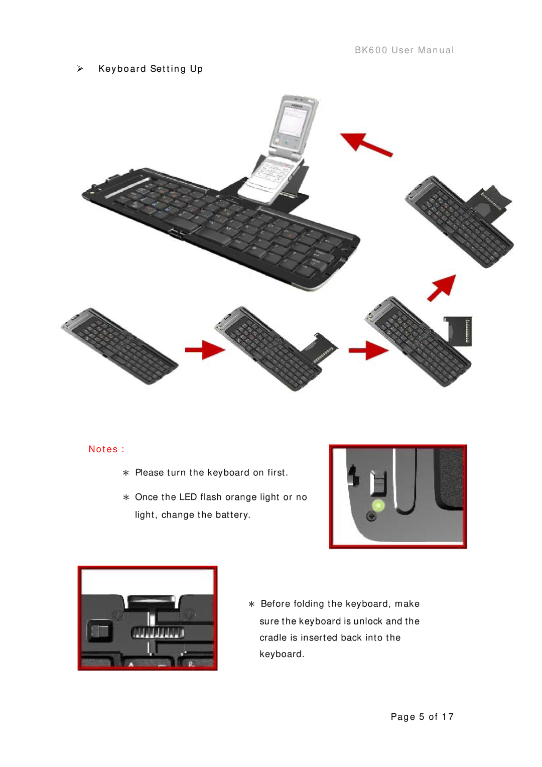 Microsoft BK600 user manual ¾ Keyboard Setting Up 