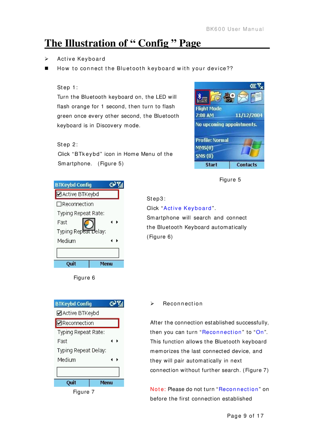 Microsoft BK600 user manual Illustration of Config, ¾ Reconnection 