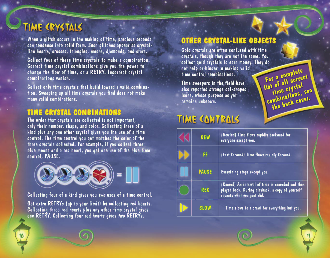 Microsoft Blinx The Time Sweeper for Xbox manual Time Crystals, Time Crystal Combinations, Other CRYSTAL-LIKE Objects 