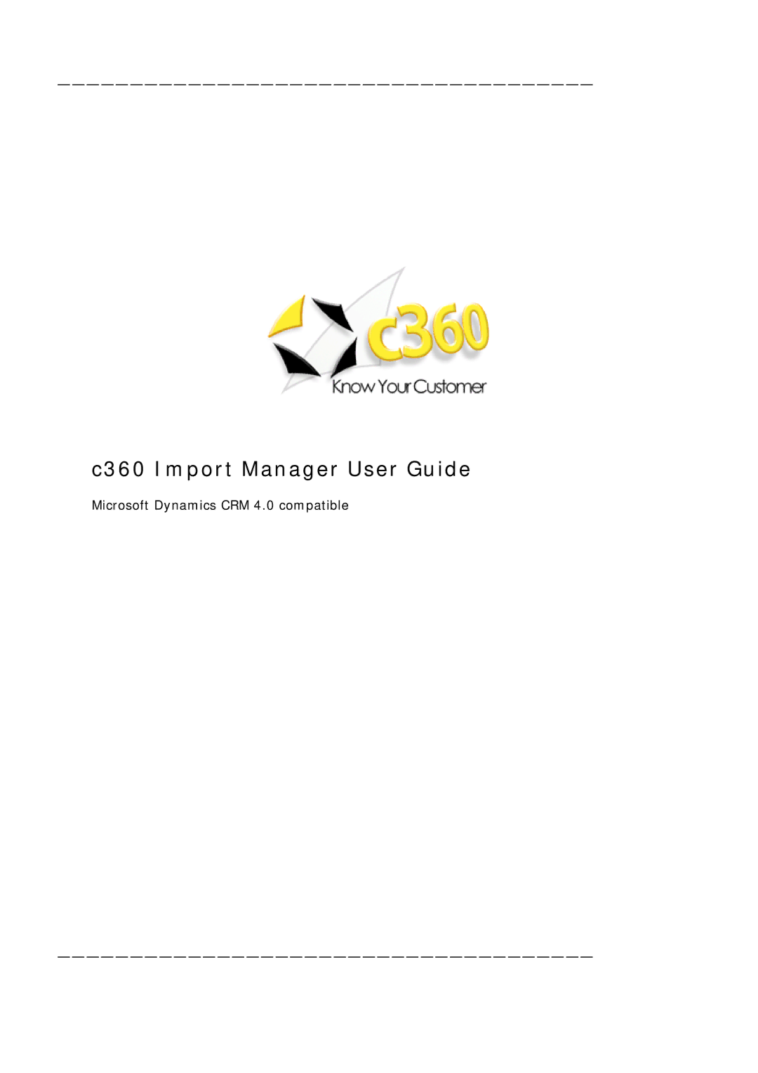 Microsoft manual C360 Import Manager User Guide 