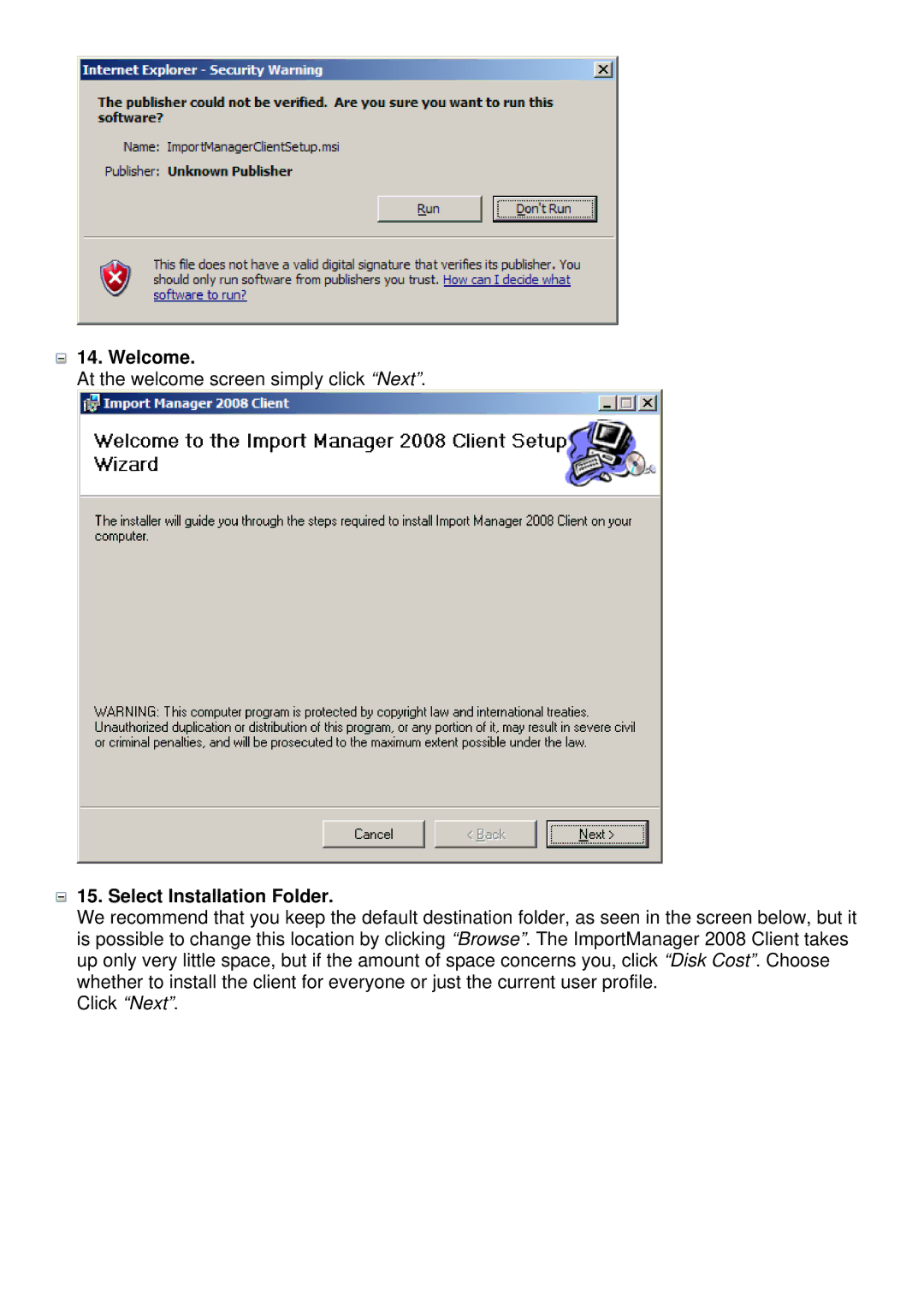 Microsoft C360 manual Welcome, Select Installation Folder 