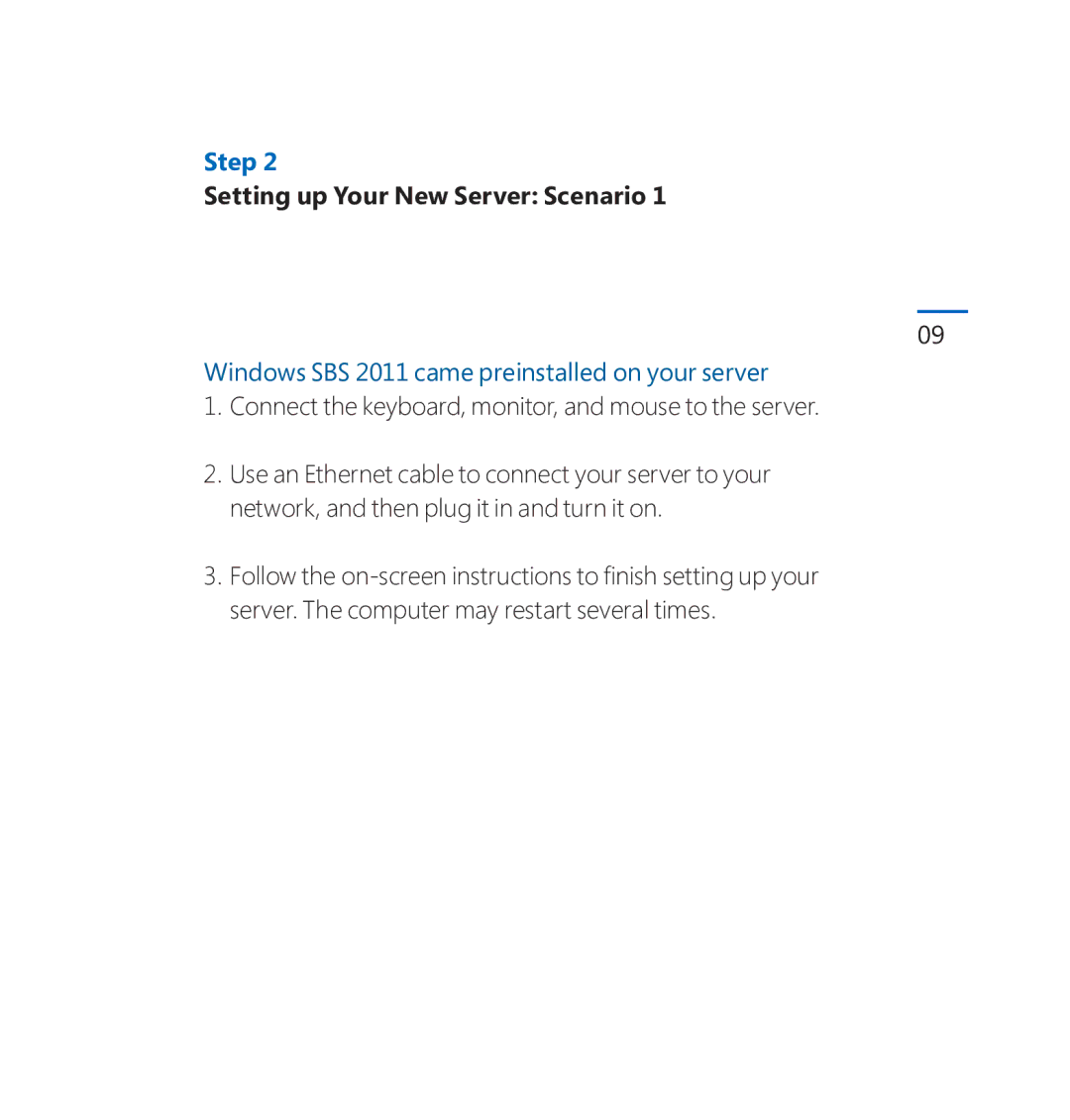 Microsoft 2VG00202, CCQ00128 Setting up Your New Server Scenario, Windows SBS 2011 came preinstalled on your server 