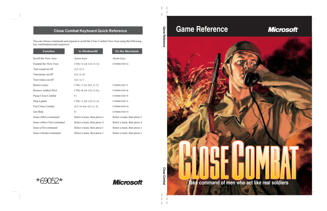 Microsoft Close Combat manual Game Reference, CloseCombat 