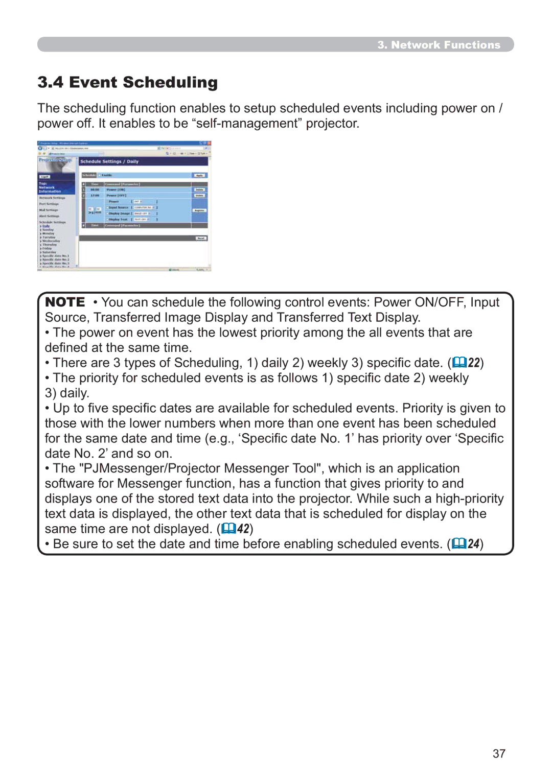 Microsoft CP-D31N user manual Event Scheduling 