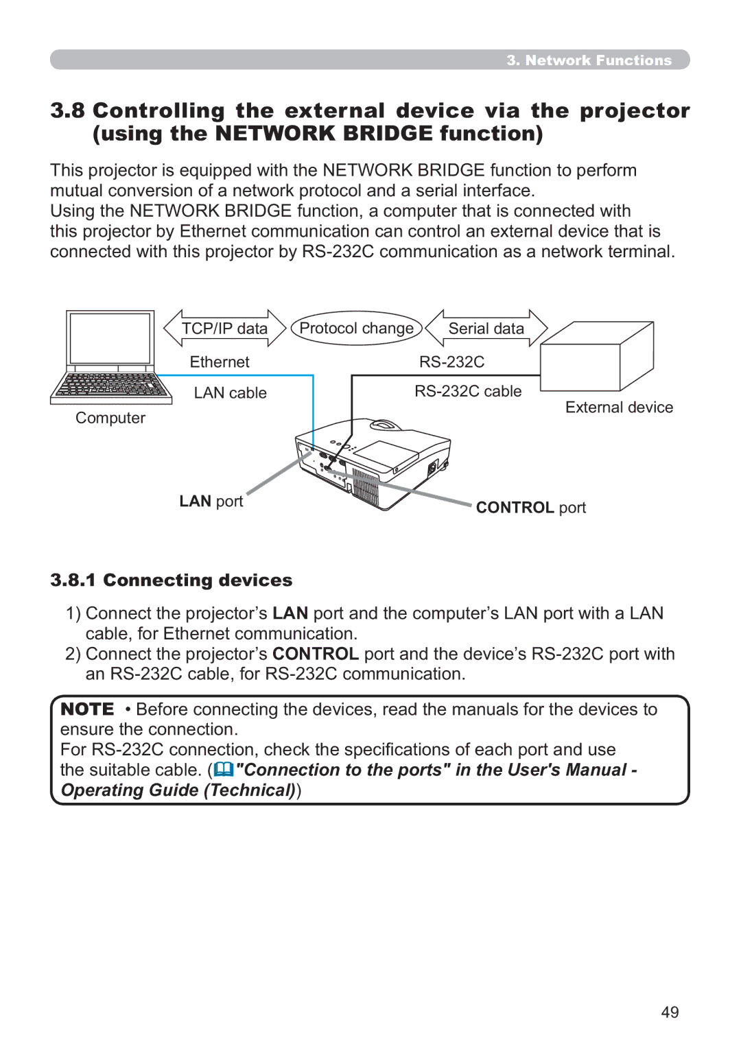 Microsoft CP-D31N user manual Connecting devices, LAN port Control port 