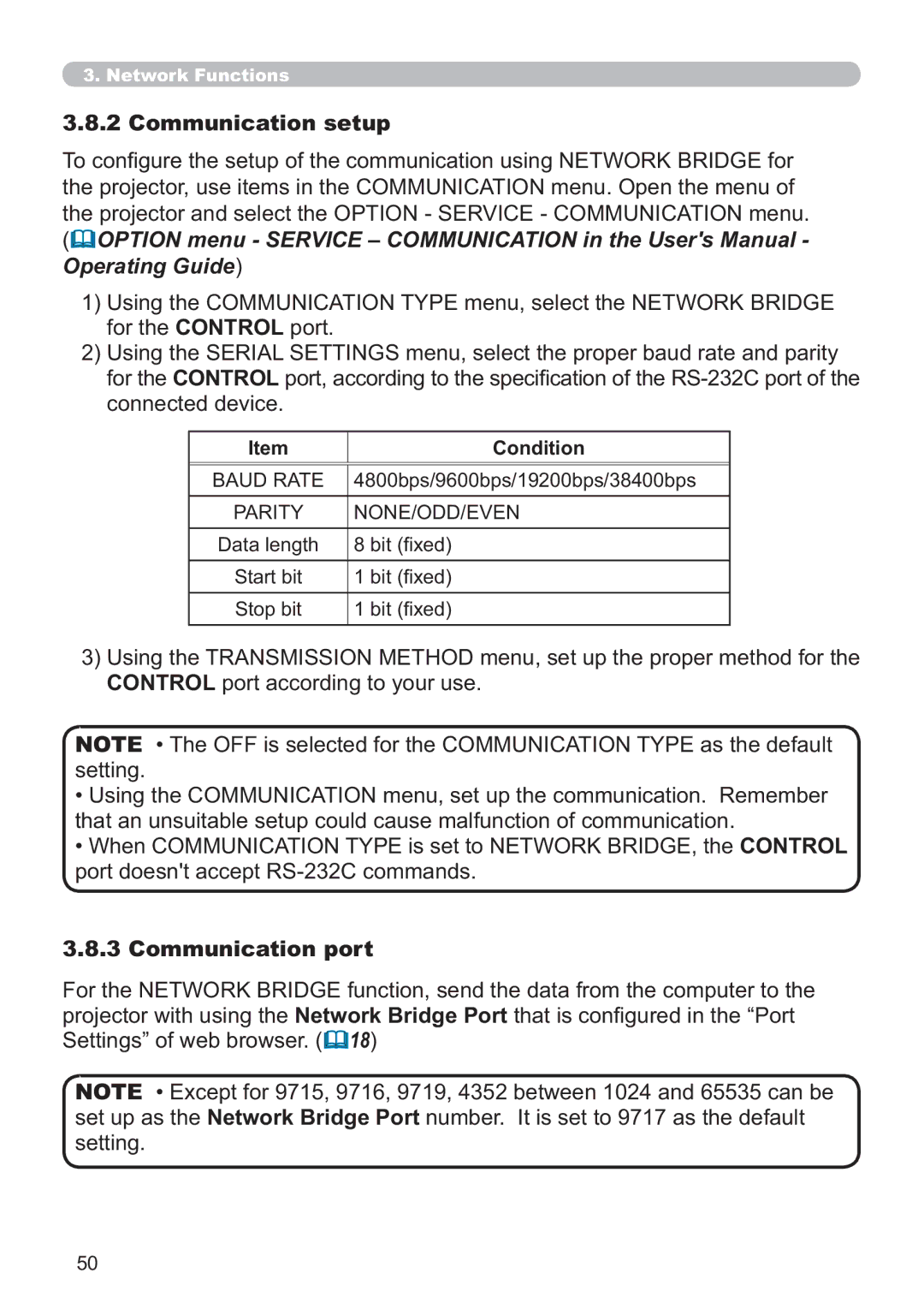 Microsoft CP-D31N user manual Communication setup, Condition 