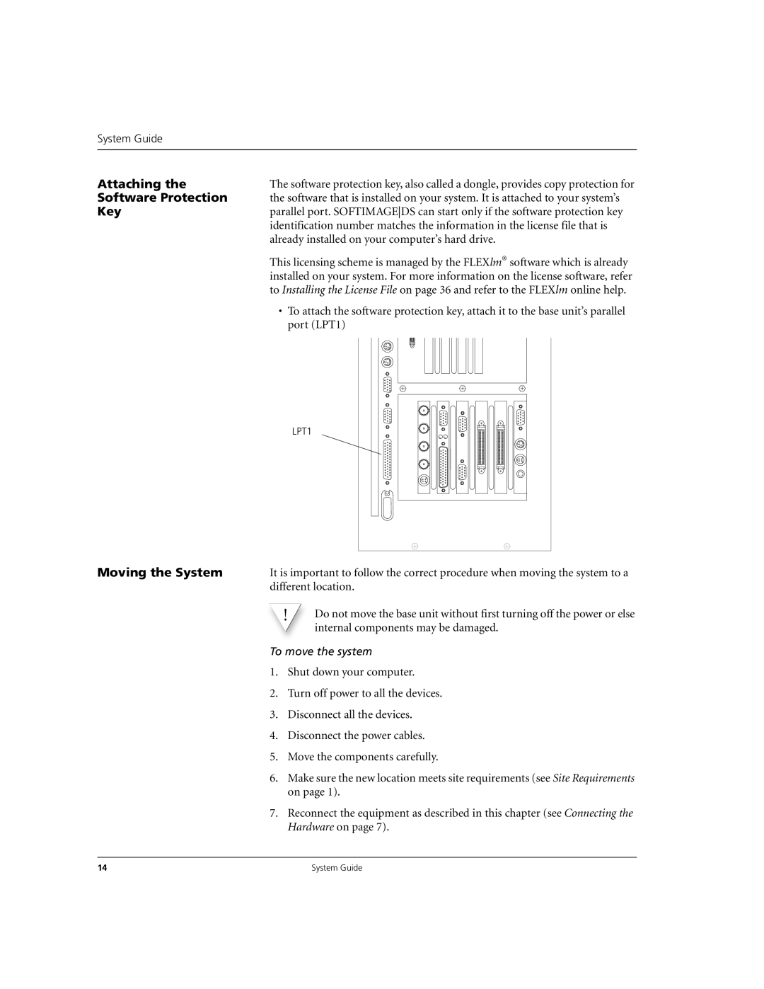 Microsoft DHA025600 manual Attaching, Software Protection, Key, Moving the System 