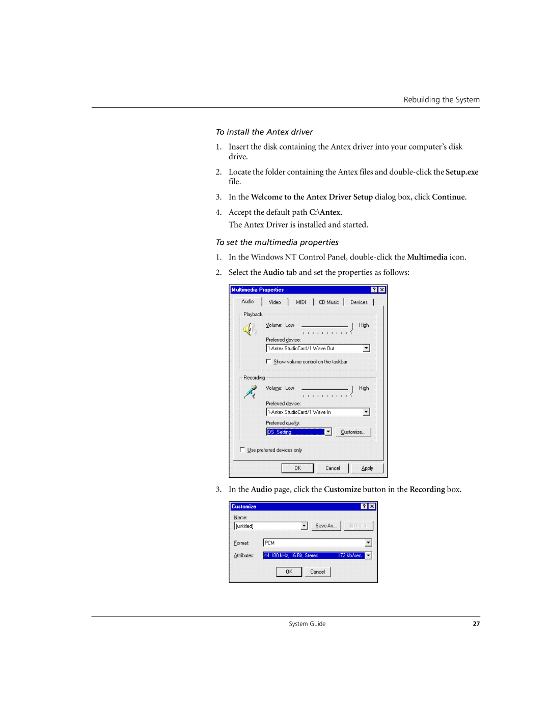 Microsoft DHA025600 manual Welcome to the Antex Driver Setup dialog box, click Continue 