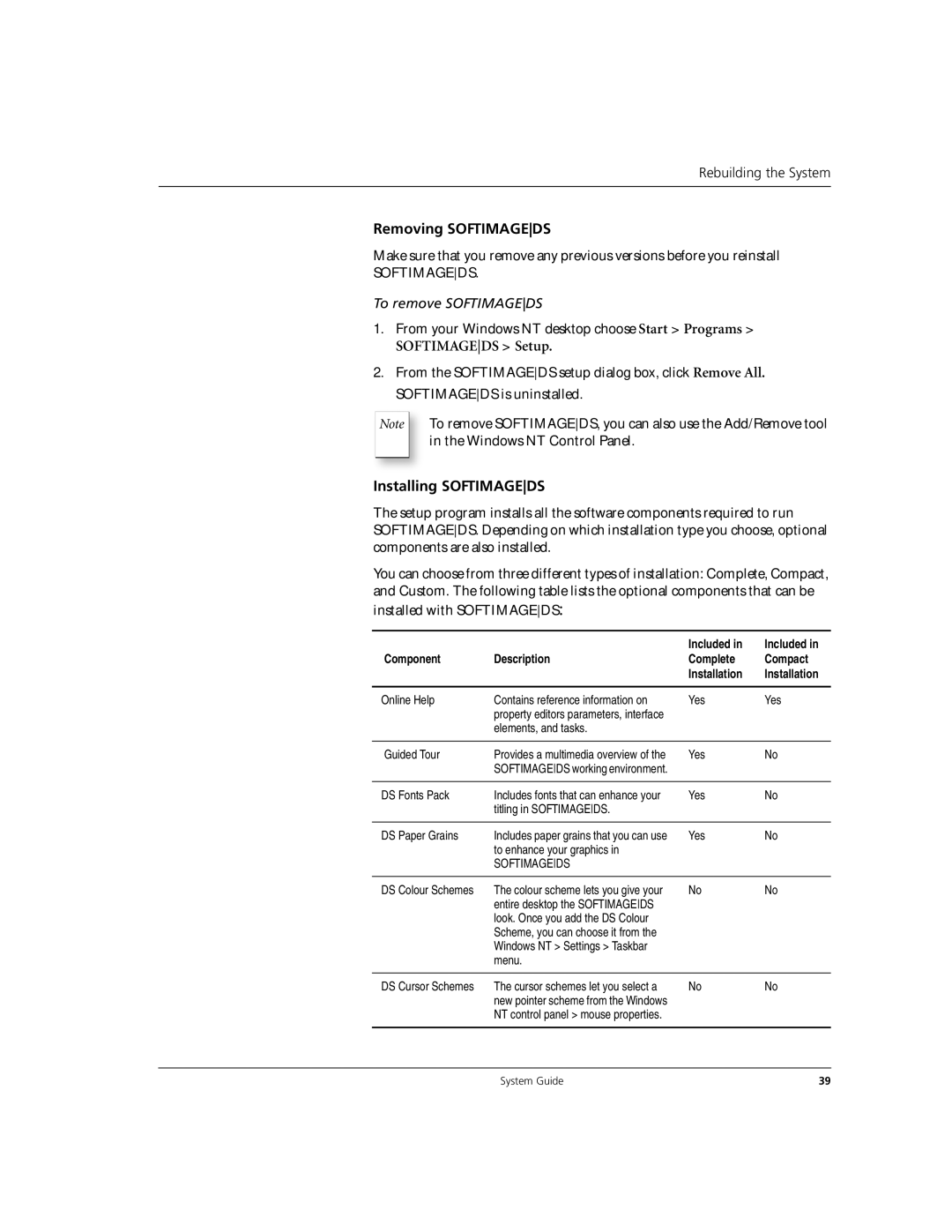 Microsoft DHA025600 manual Removing Softimageds, Installing Softimageds, Included 