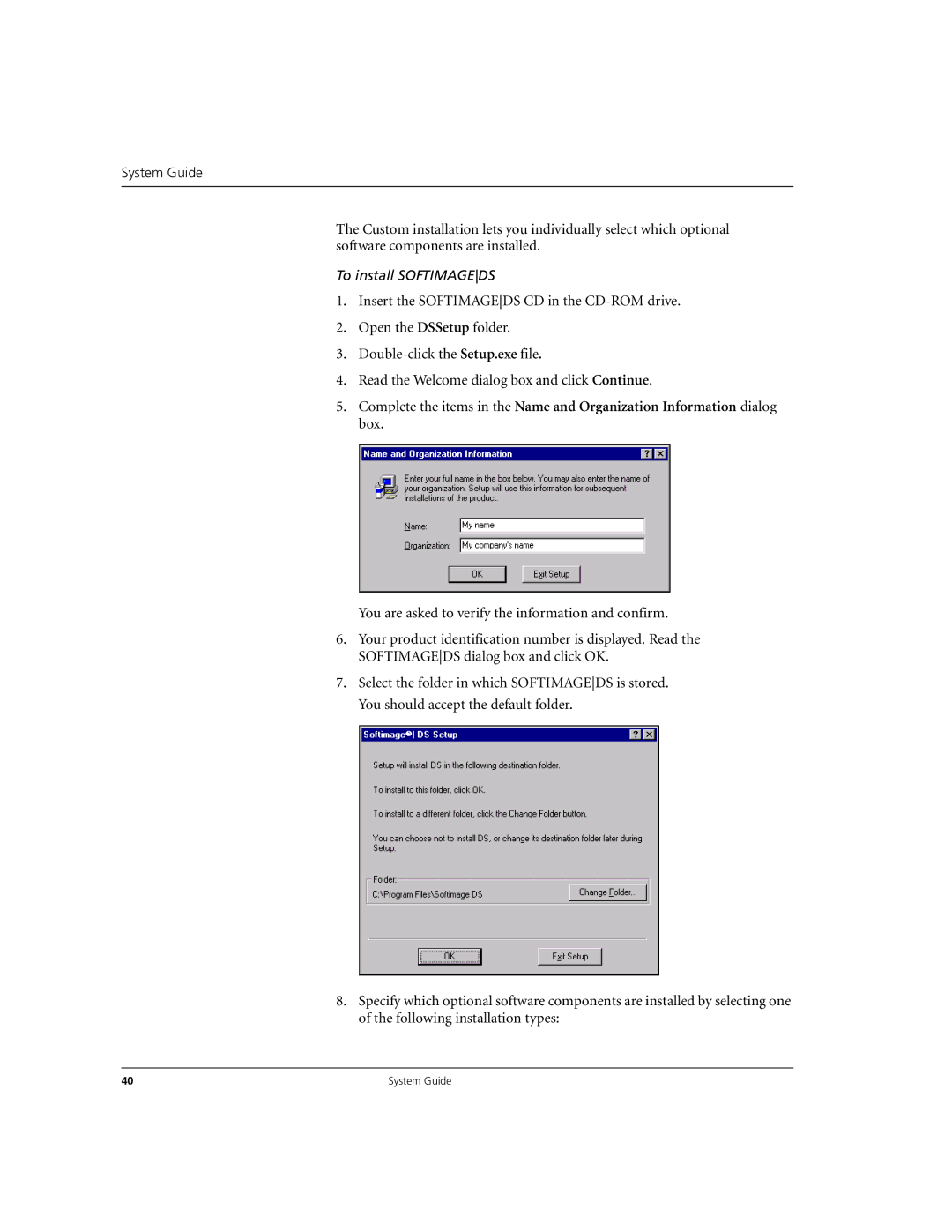 Microsoft DHA025600 manual To install Softimageds 