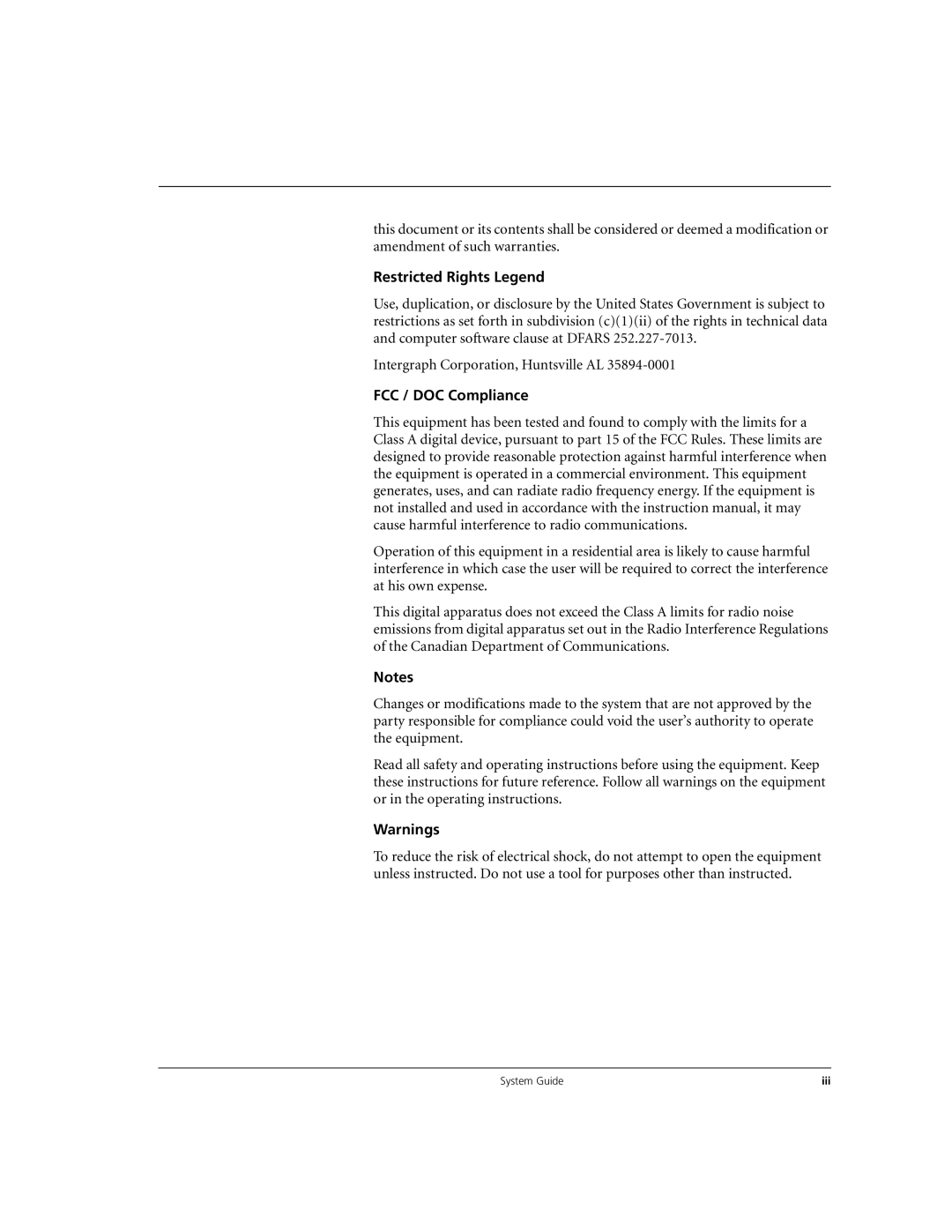 Microsoft DHA025600 manual Restricted Rights Legend, FCC / DOC Compliance 