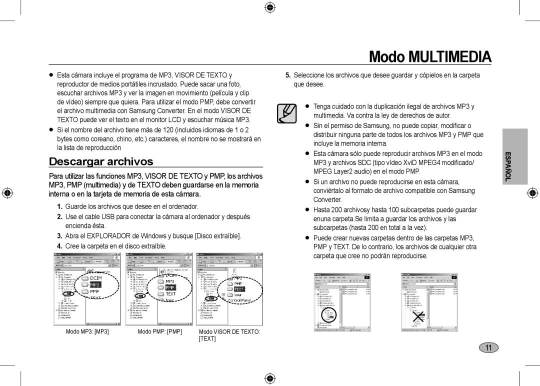 Microsoft Digital Camera user manual Modo Multimedia, Descargar archivos 