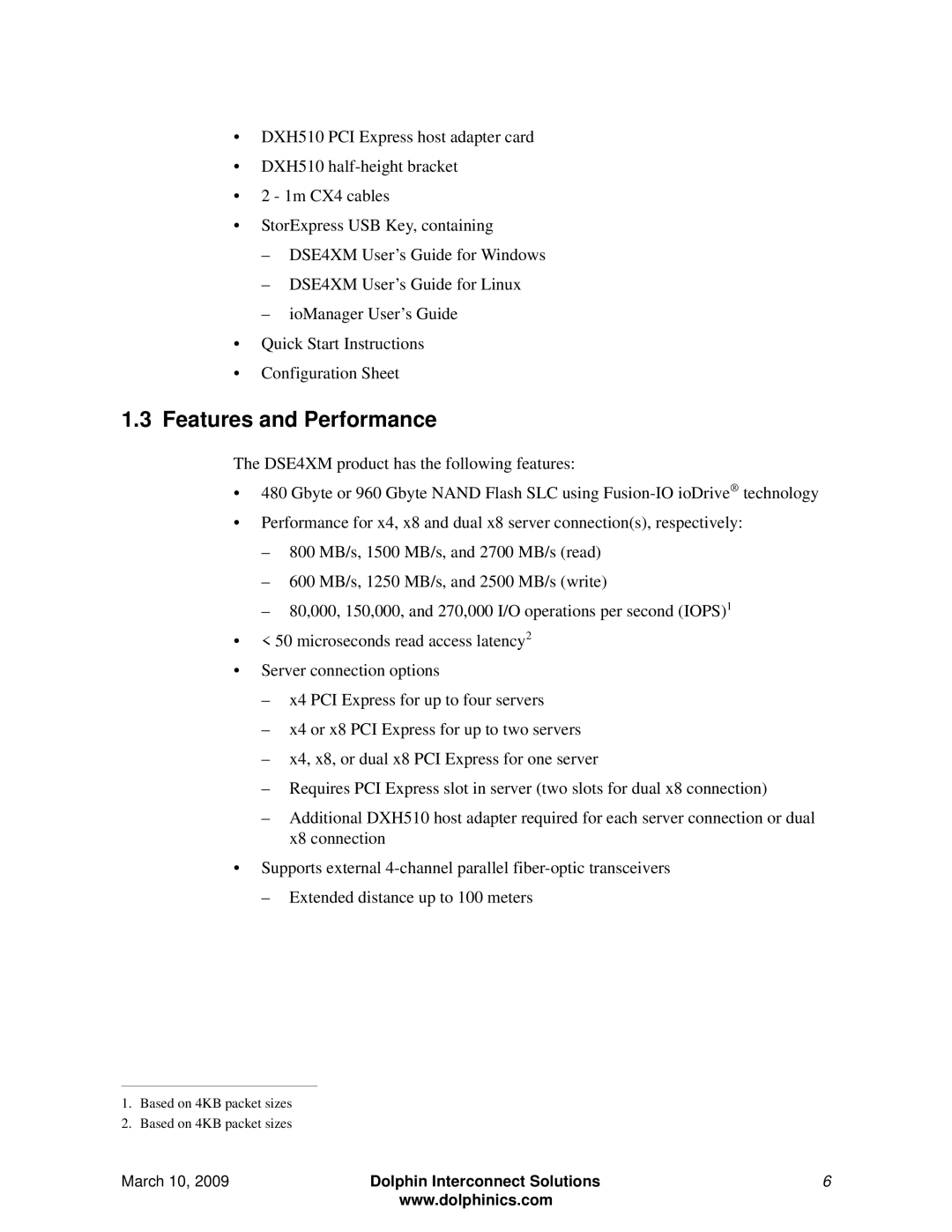 Microsoft DSE4XM2, DSE4XM1 manual Features and Performance 