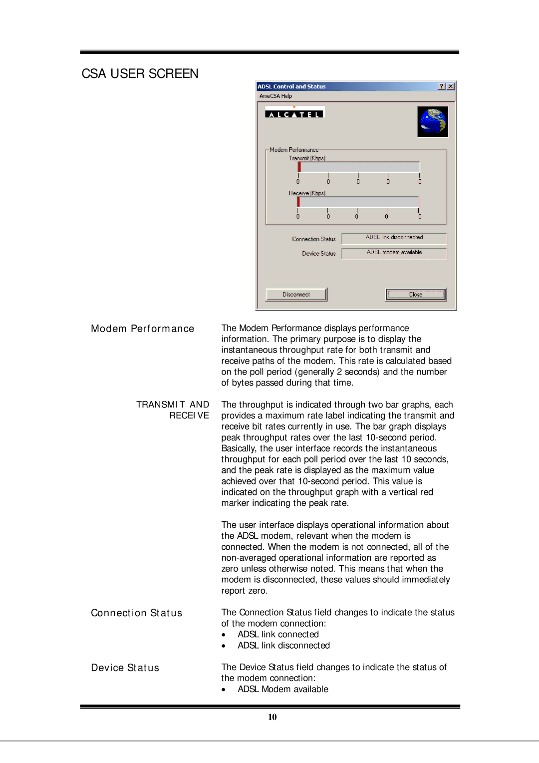 Microsoft EA900 manual Modem Performance, Connection Status, Device Status 