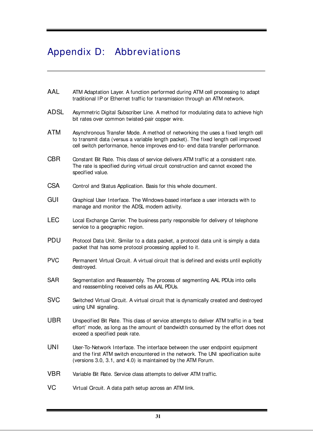 Microsoft EA900 manual Appendix D Abbreviations 