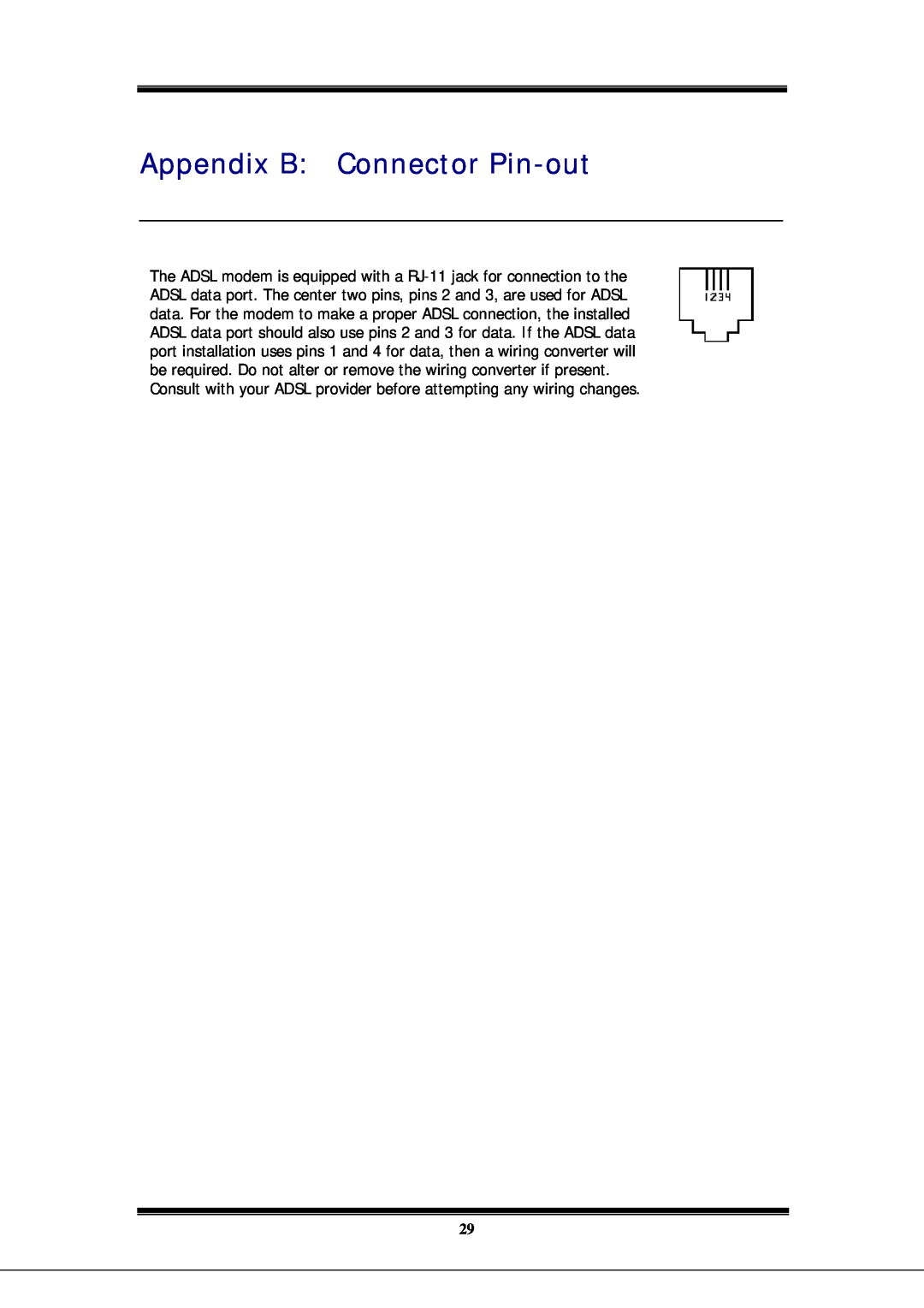 Microsoft EA900 manual Appendix B Connector Pin-out 