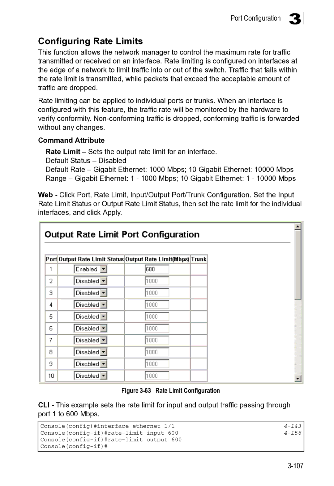 Microsoft ES4649, ES4625 manual Configuring Rate Limits, 156 