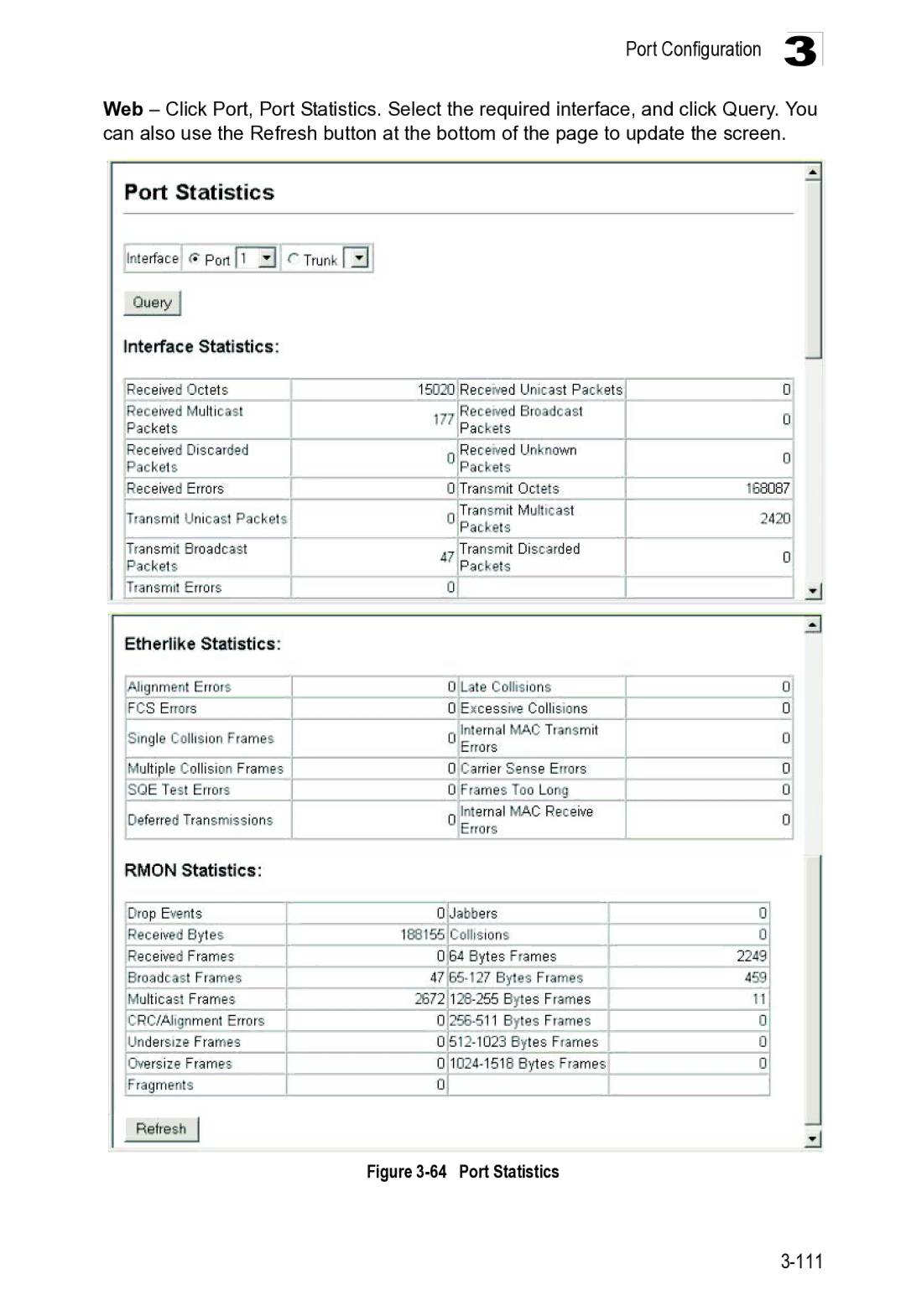 Microsoft ES4649, ES4625 manual Port Statistics 