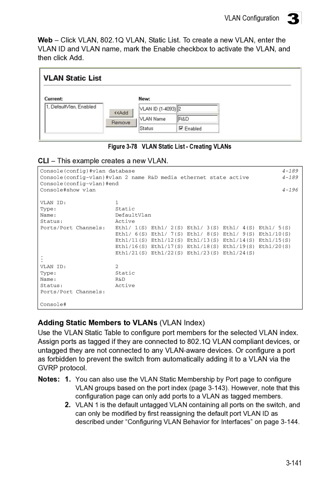 Microsoft ES4649, ES4625 manual Vlan Configuration, 189 