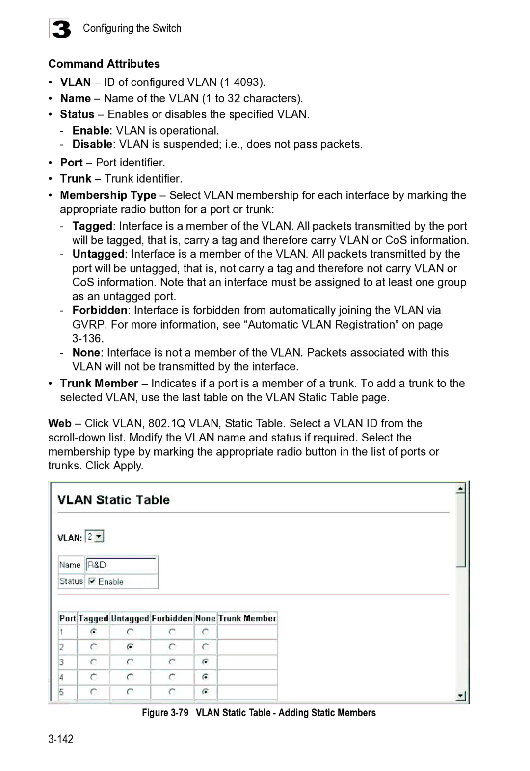 Microsoft ES4625, ES4649 manual Vlan Static Table Adding Static Members 