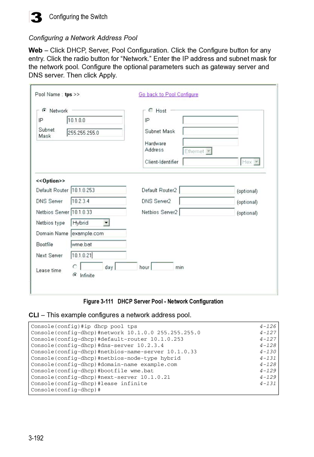 Microsoft ES4625, ES4649 manual Configuring a Network Address Pool 