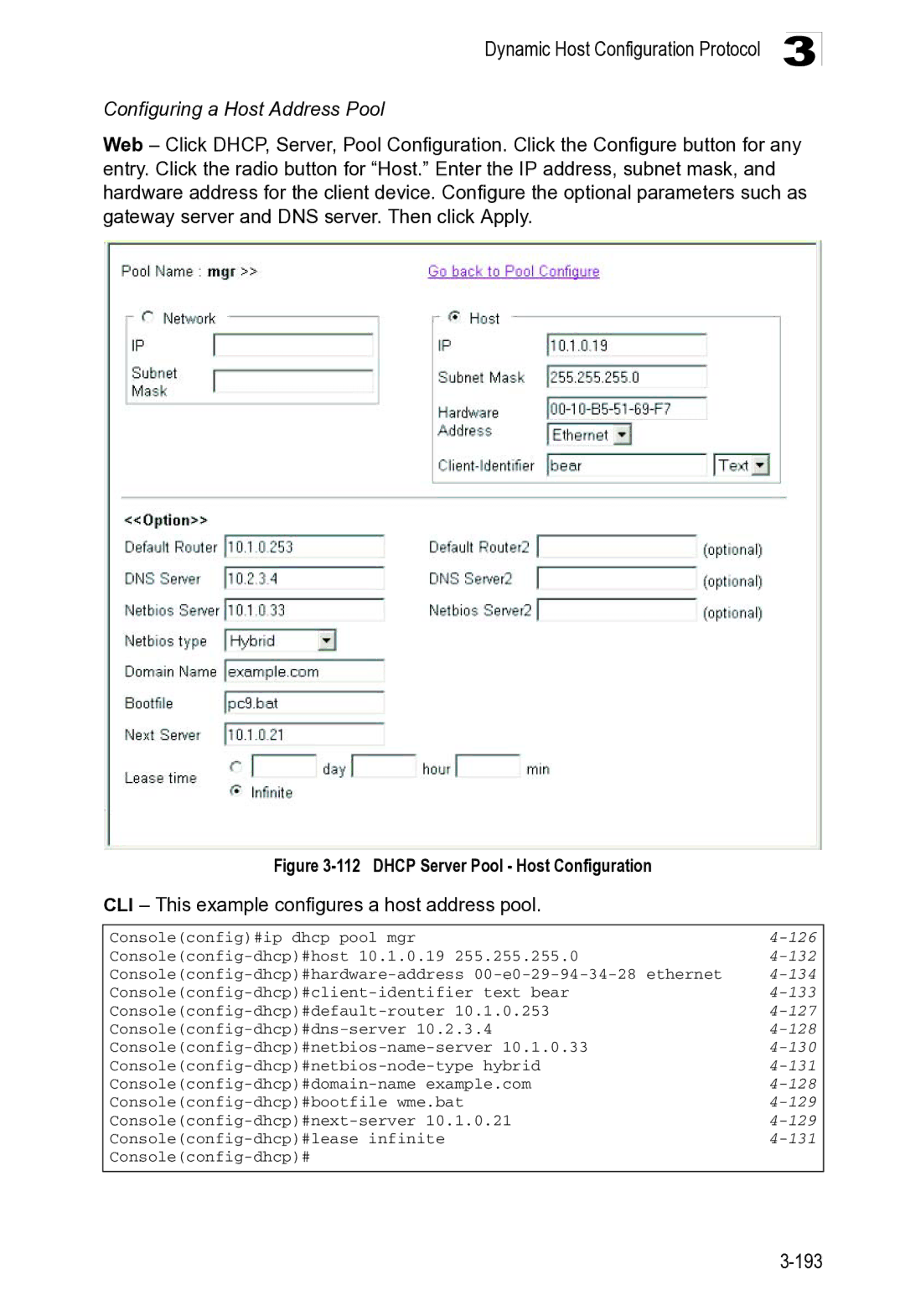 Microsoft ES4649, ES4625 manual Configuring a Host Address Pool, 132, 134, 133 