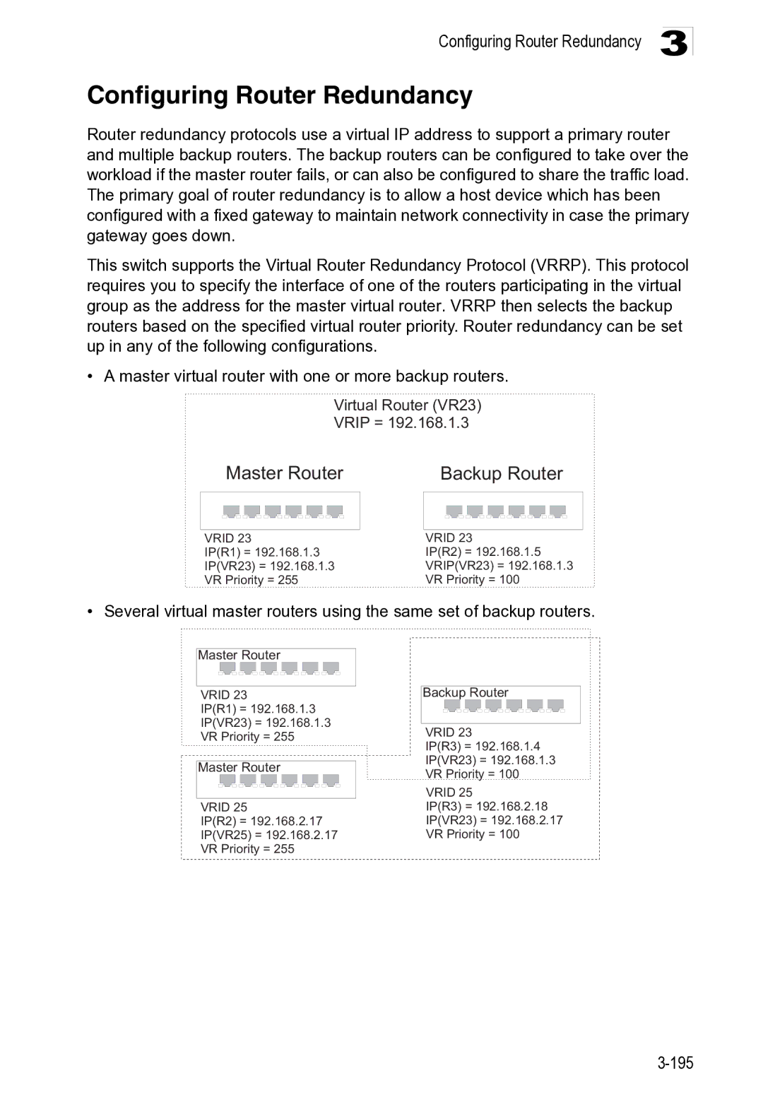 Microsoft ES4649, ES4625 manual Configuring Router Redundancy, Master Router Backup Router 