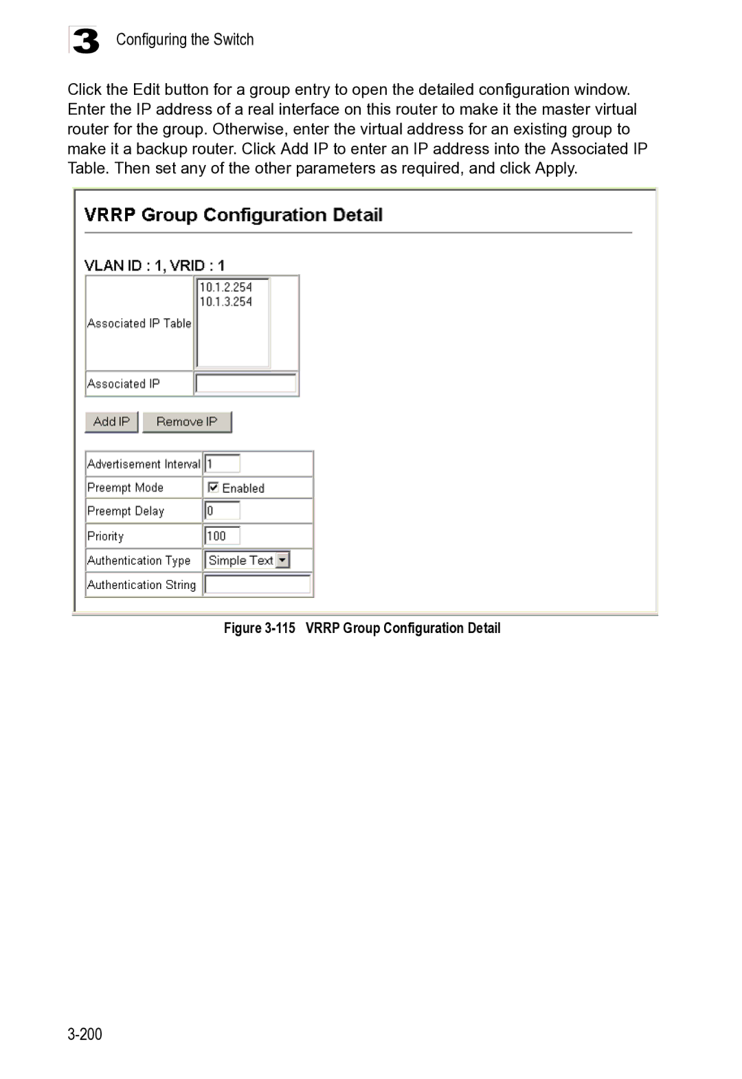 Microsoft ES4625, ES4649 manual Vrrp Group Configuration Detail 