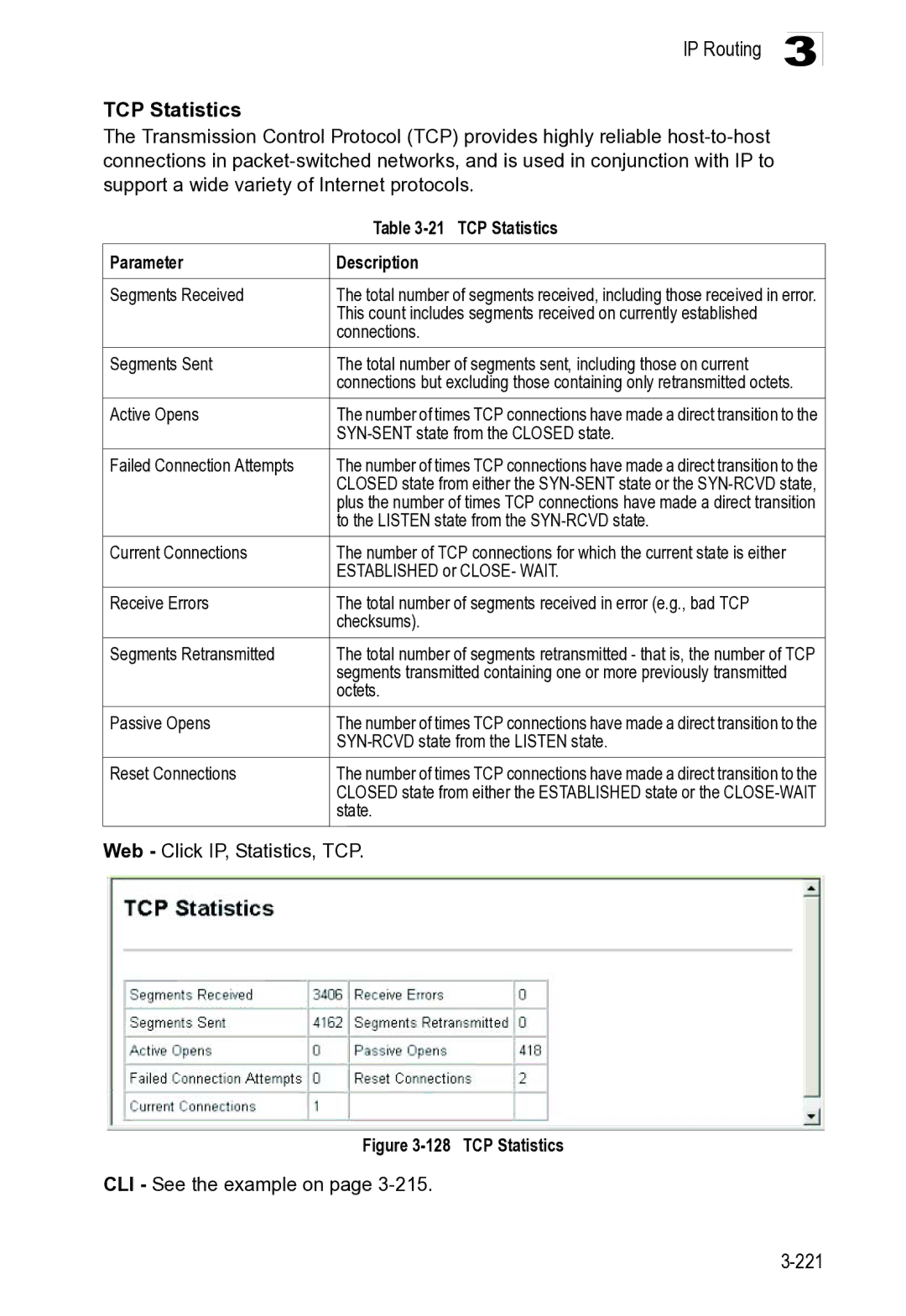 Microsoft ES4649, ES4625 manual IP Routing TCP Statistics 