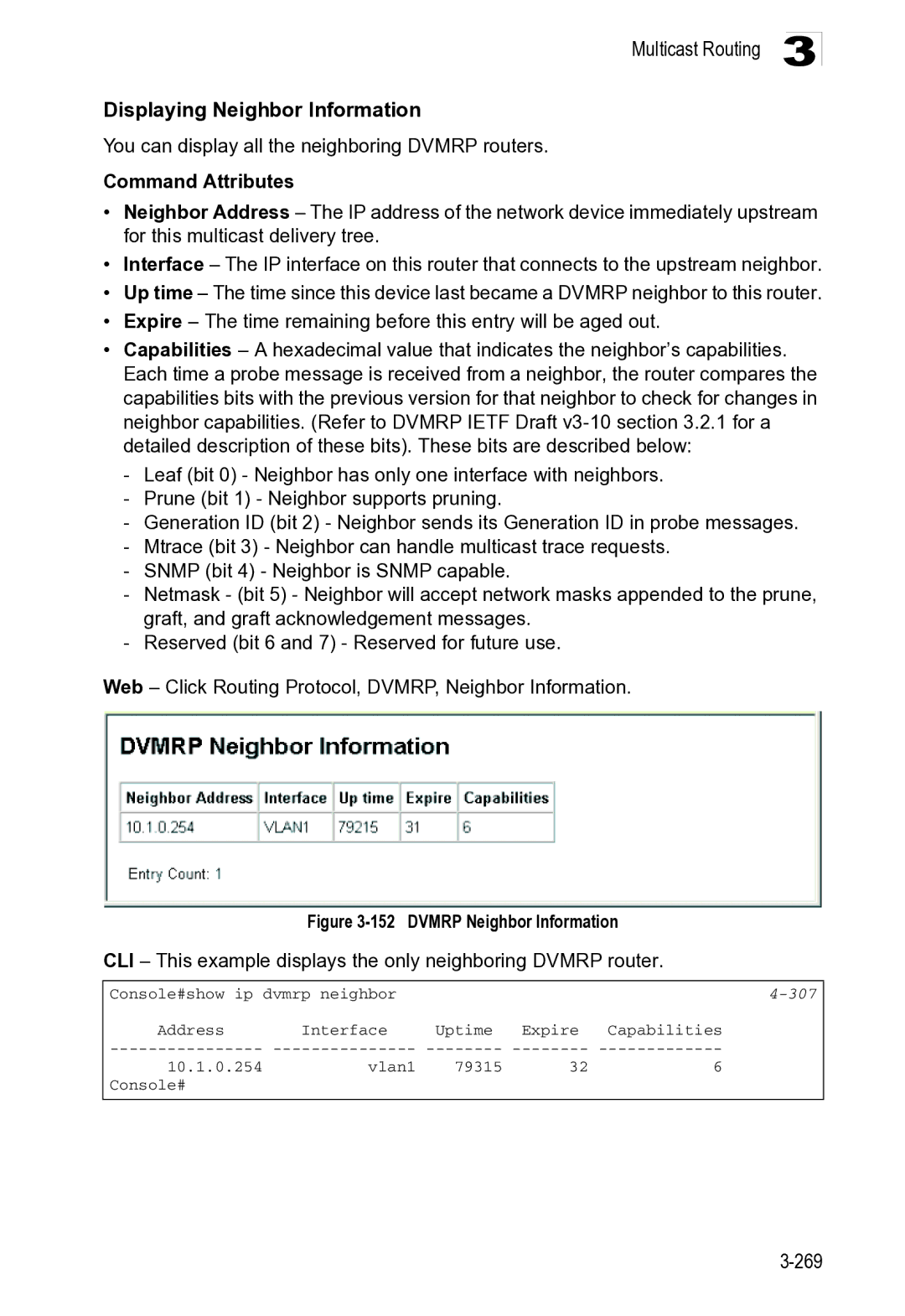 Microsoft ES4649, ES4625 manual Multicast Routing Displaying Neighbor Information, 269 