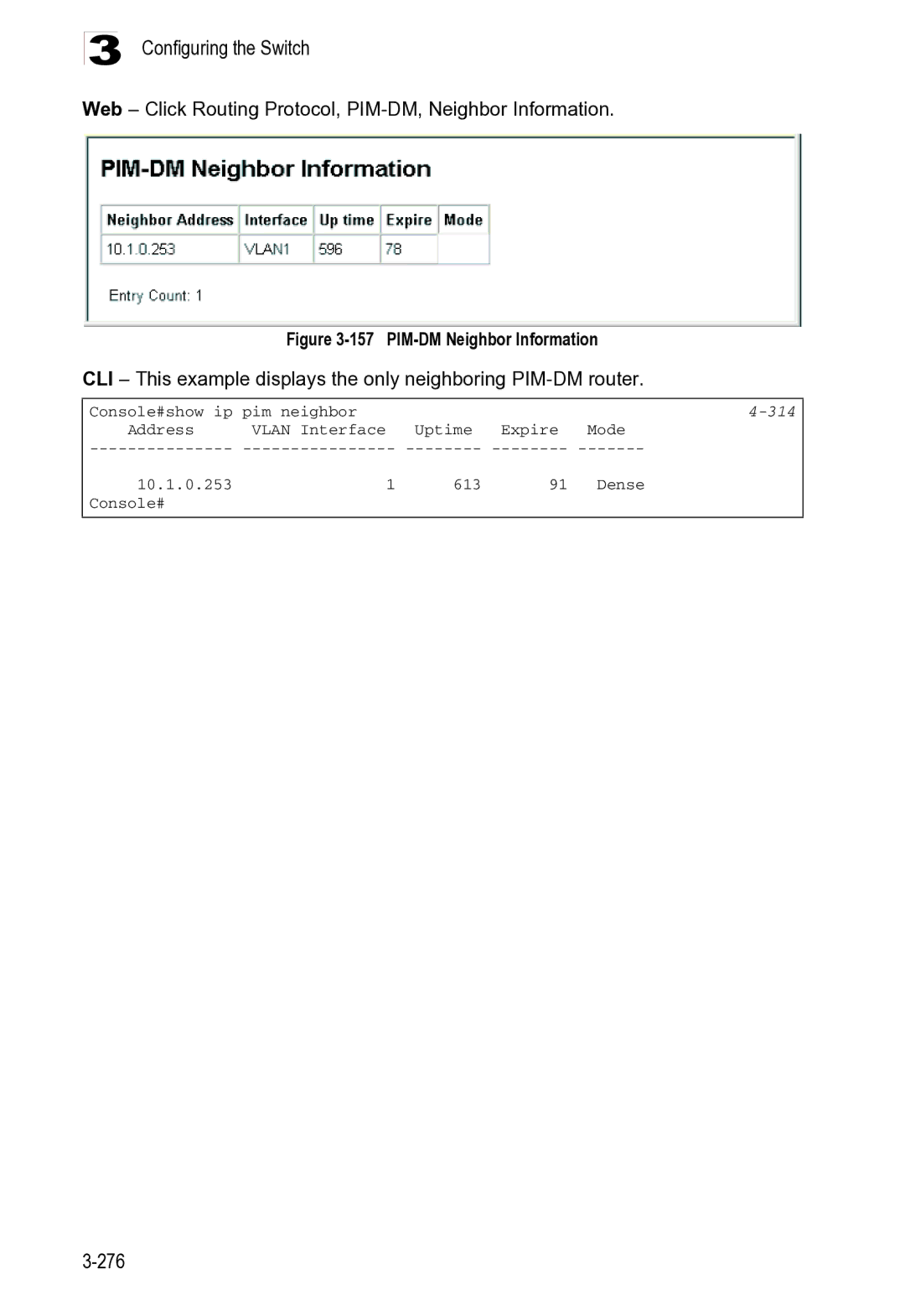 Microsoft ES4625, ES4649 manual Web Click Routing Protocol, PIM-DM, Neighbor Information, 314 