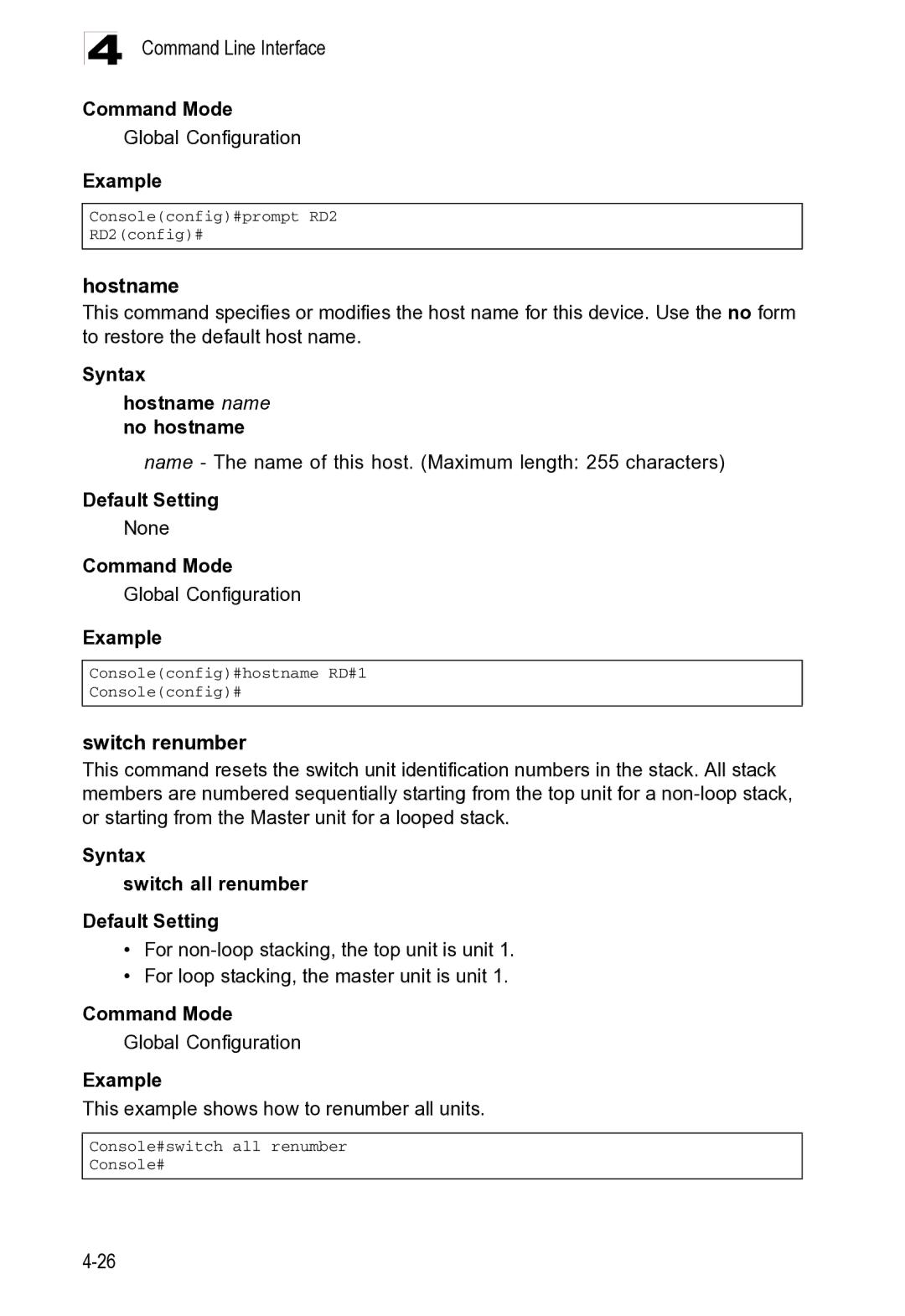 Microsoft ES4625, ES4649 manual Command Line Interface, Command Mode Global Configuration Example 