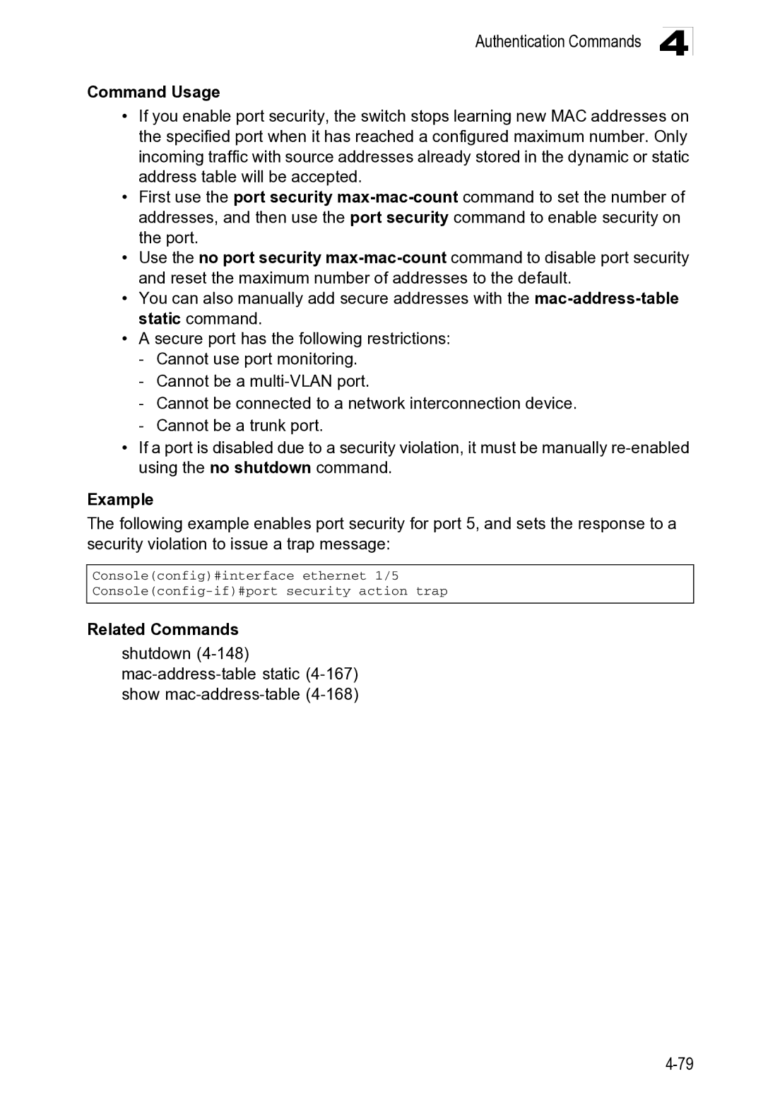 Microsoft ES4649, ES4625 manual Authentication Commands 