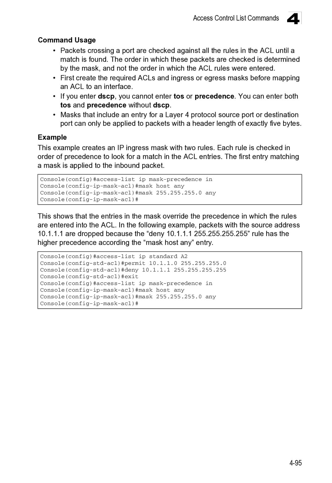 Microsoft ES4649, ES4625 manual Access Control List Commands 