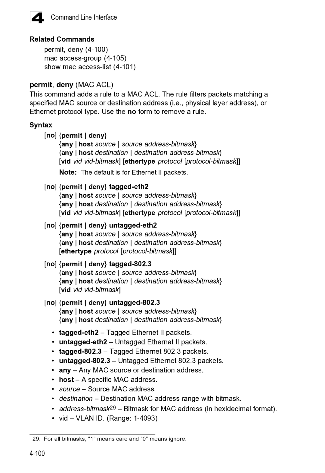 Microsoft ES4625, ES4649 manual No permit deny tagged-eth2, No permit deny untagged-eth2, No permit deny tagged-802.3 