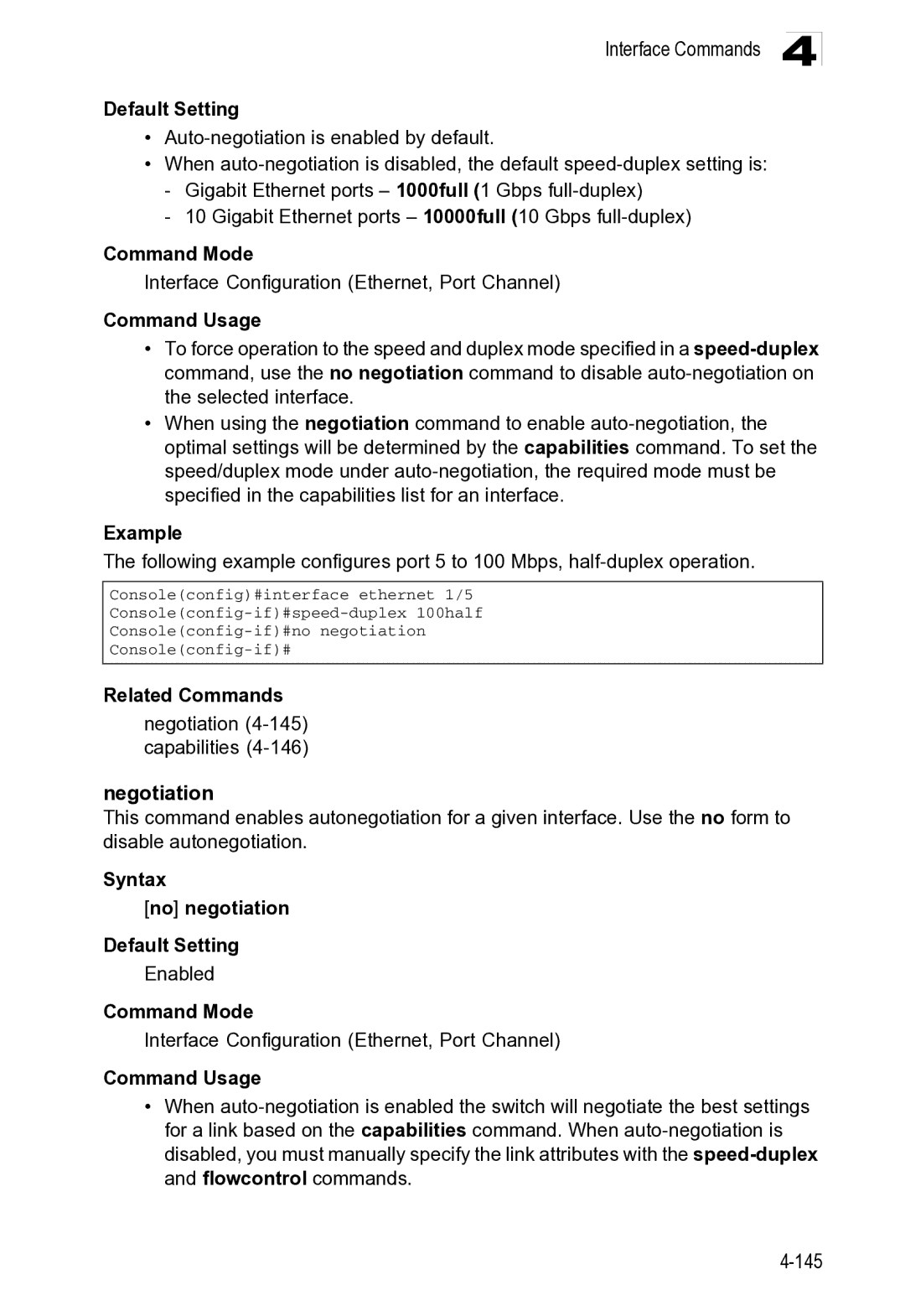 Microsoft ES4649, ES4625 manual Related Commands Negotiation 4-145 capabilities 