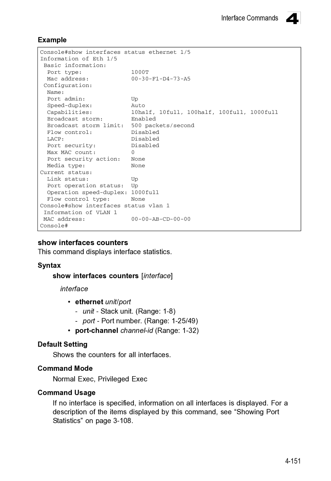 Microsoft ES4649, ES4625 manual Interface Commands 