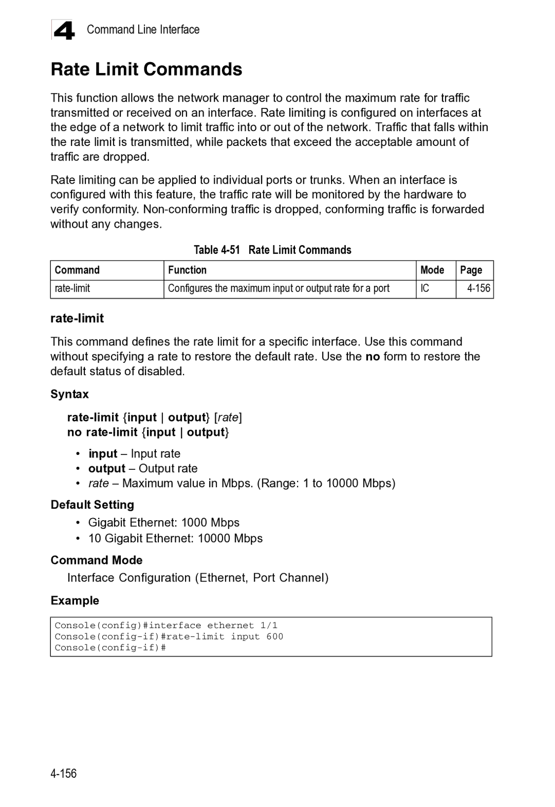 Microsoft ES4625, ES4649 manual Rate Limit Commands, 156 