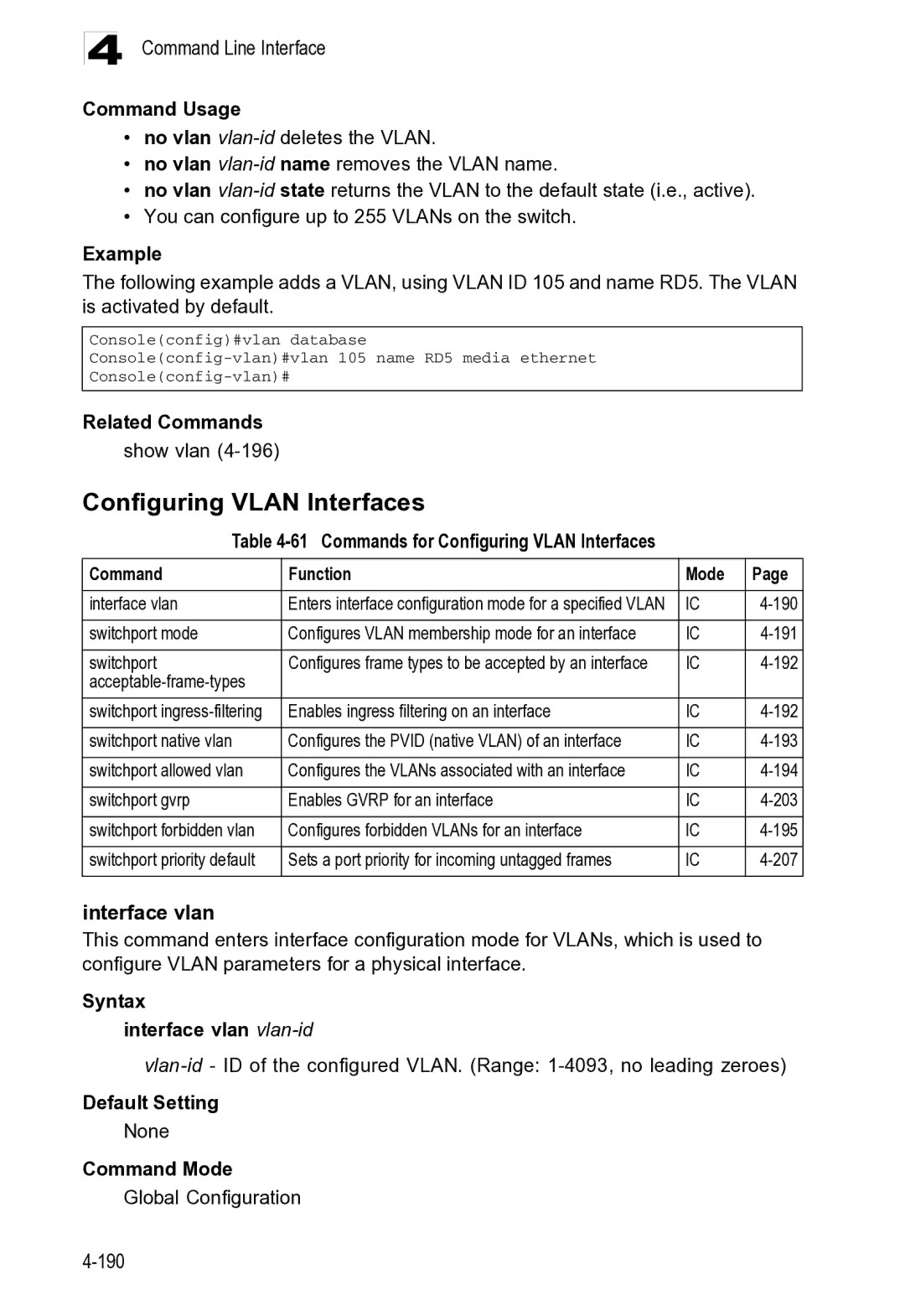 Microsoft ES4625, ES4649 manual Configuring Vlan Interfaces 