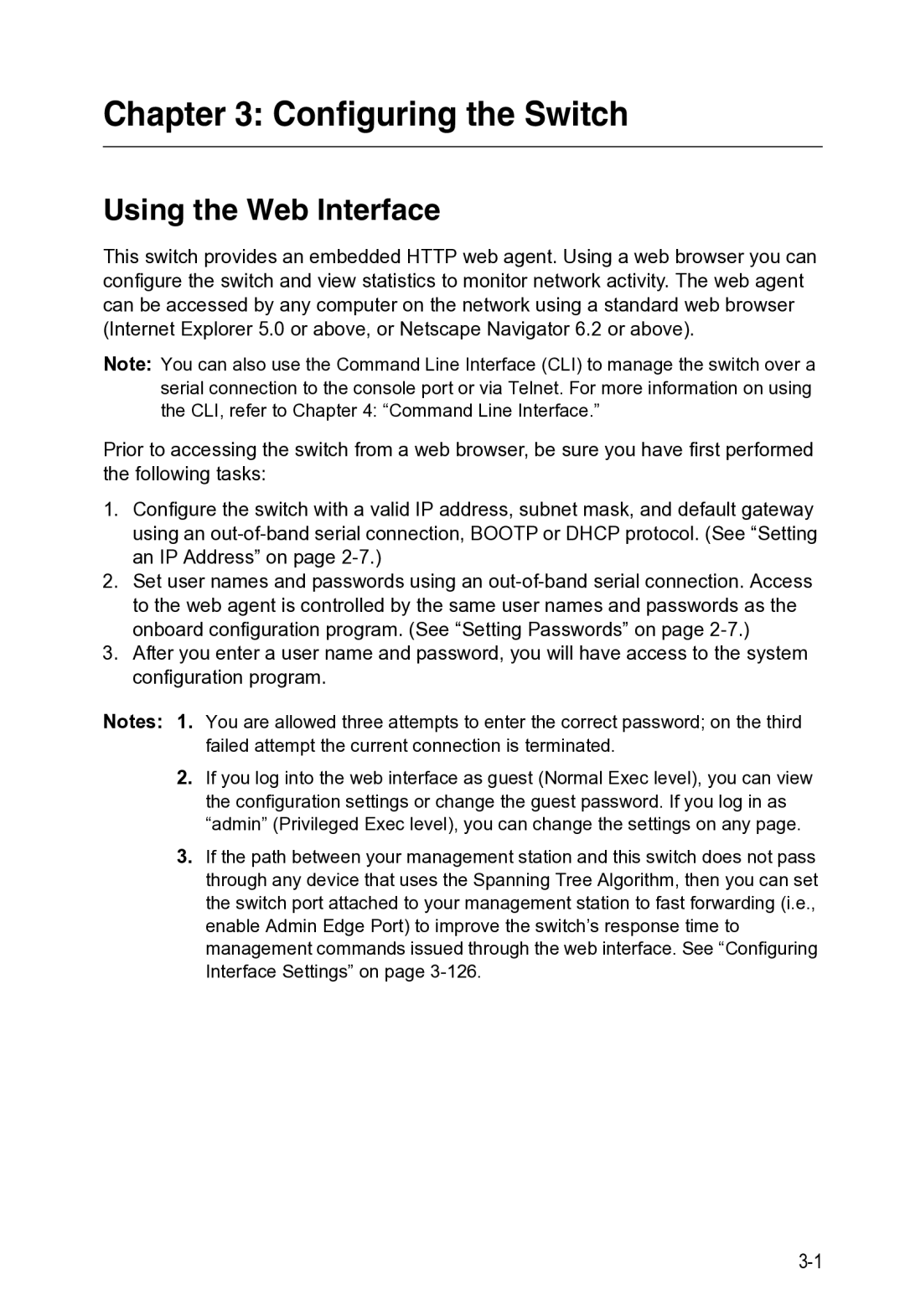 Microsoft ES4649, ES4625 manual Configuring the Switch, Using the Web Interface 