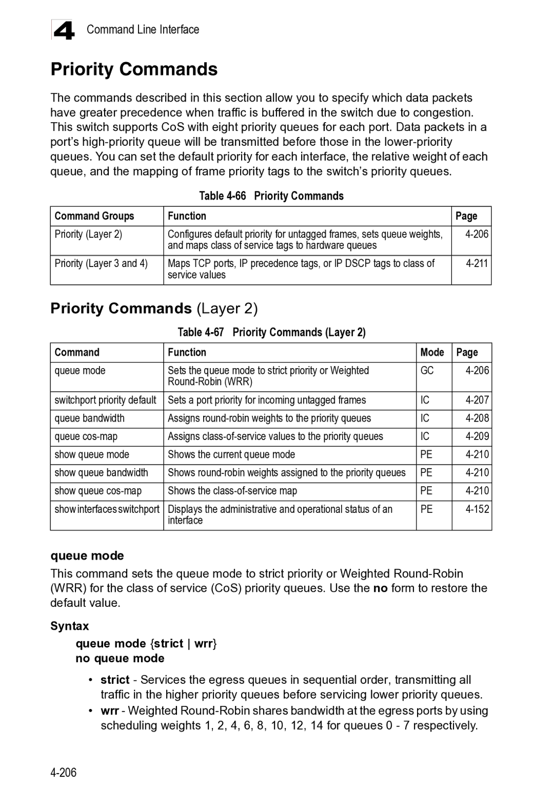 Microsoft ES4625, ES4649 manual Priority Commands Layer 