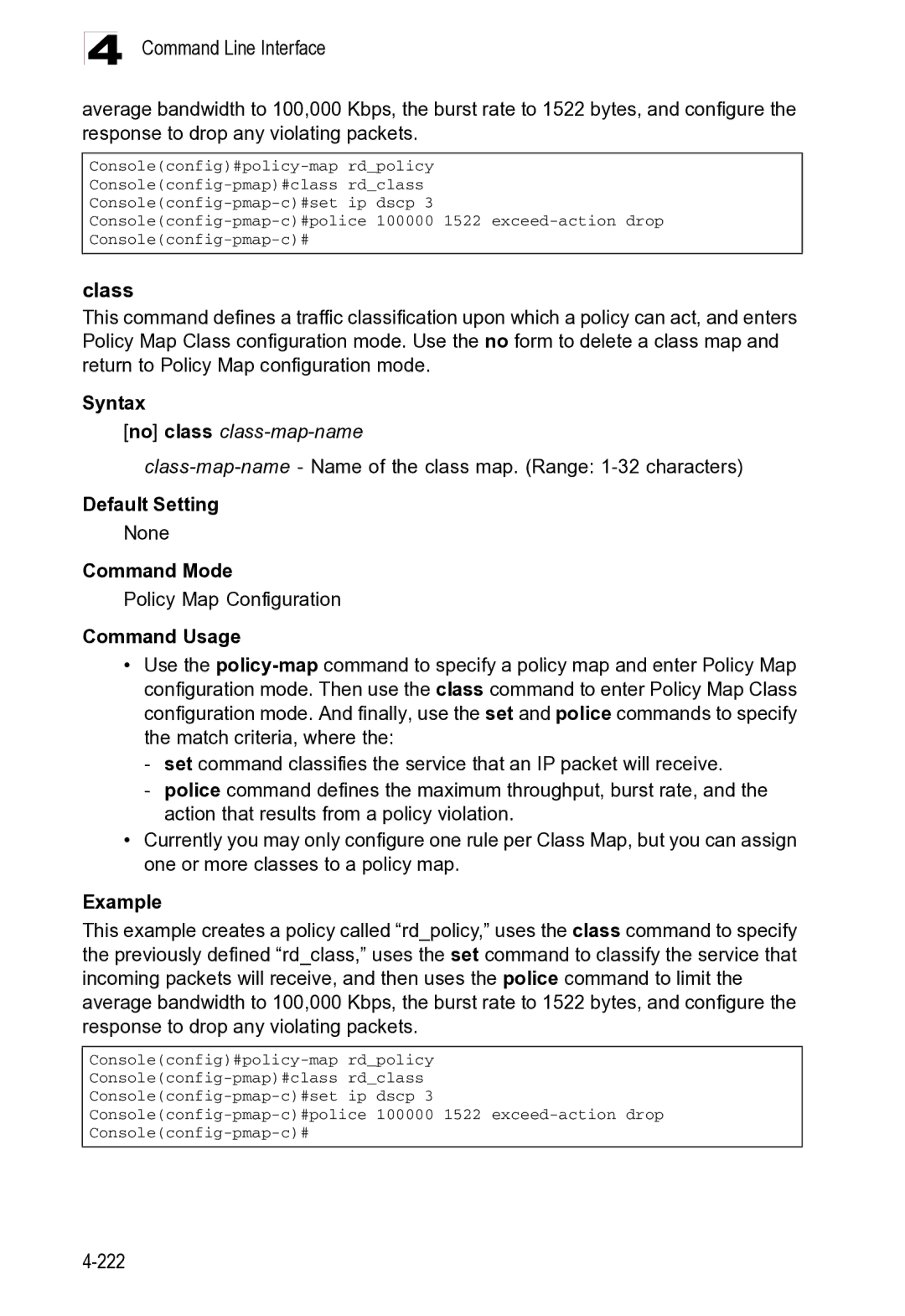 Microsoft ES4625, ES4649 manual Class, No class class-map-name 