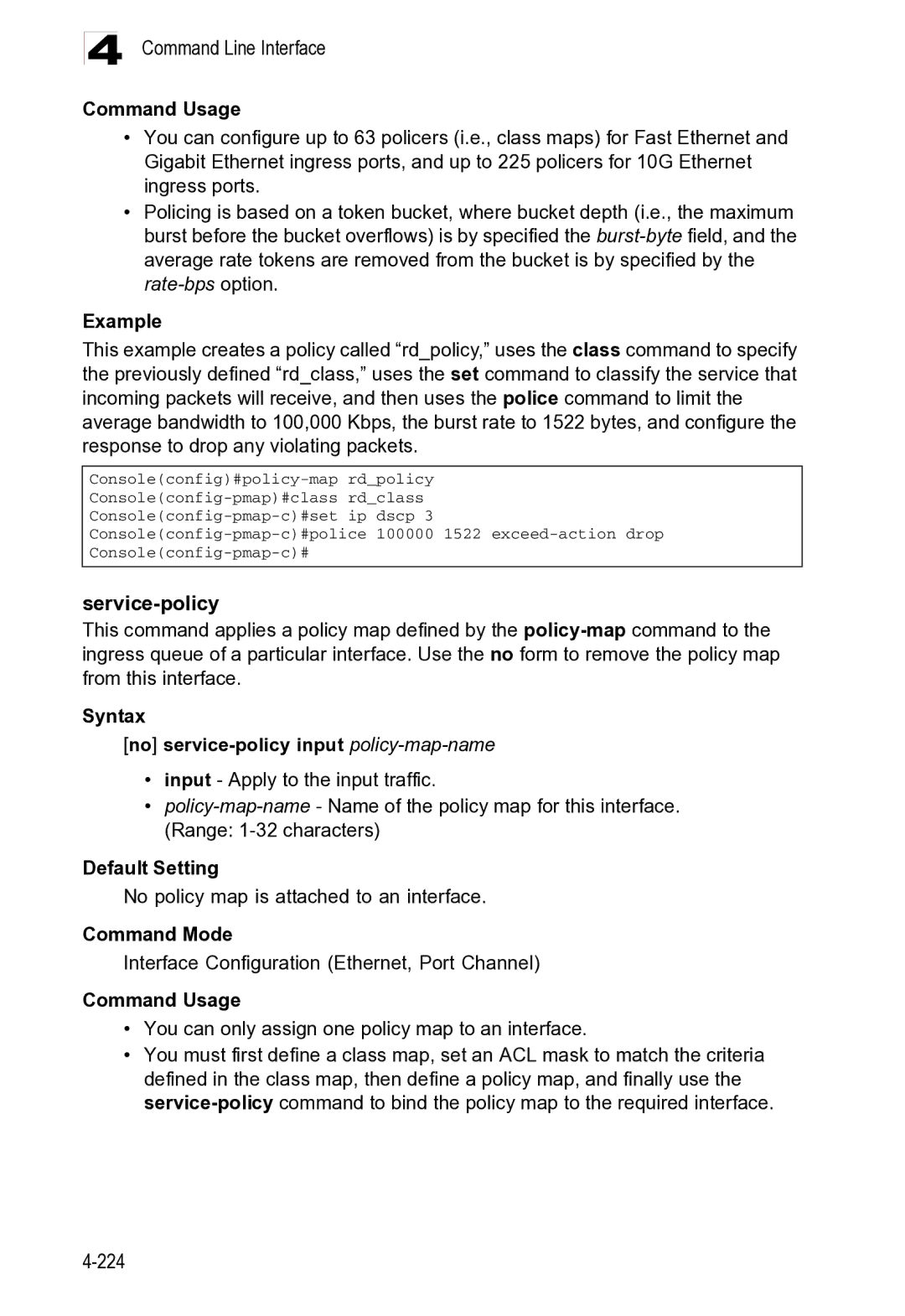 Microsoft ES4625, ES4649 manual Service-policy 